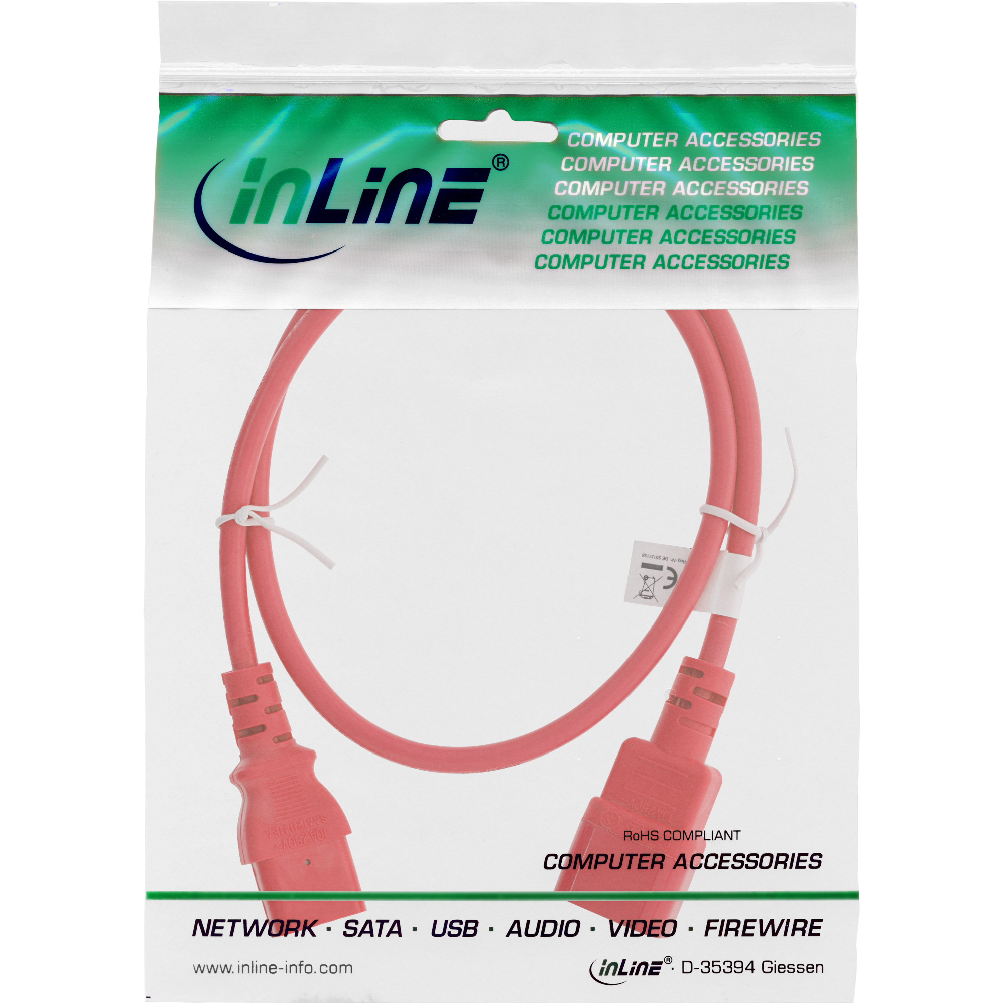 InLine 16504R cable de transmisi�n Rojo 1,5 m C13 acoplador C14 acoplador