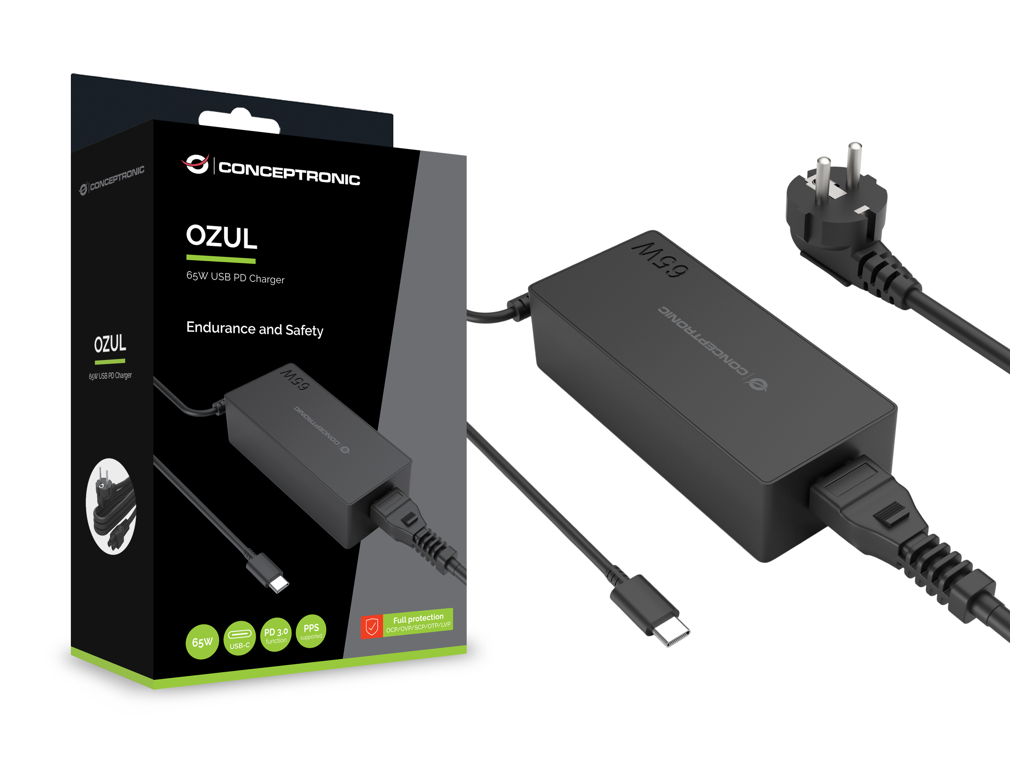 Conceptronic OZUL09BE adattatore e invertitore Interno 65 W Nero