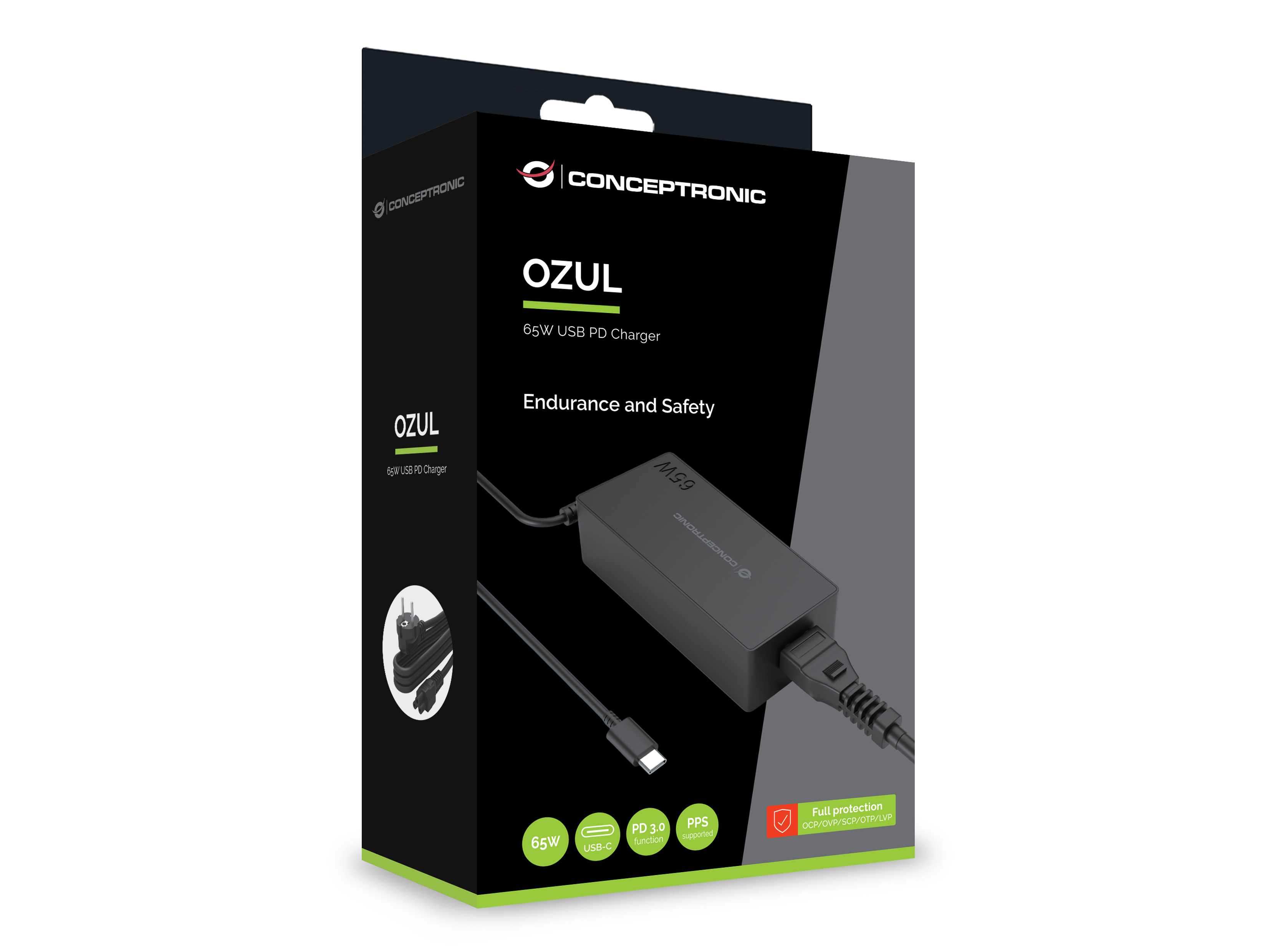 Conceptronic OZUL09BE adattatore e invertitore Interno 65 W Nero