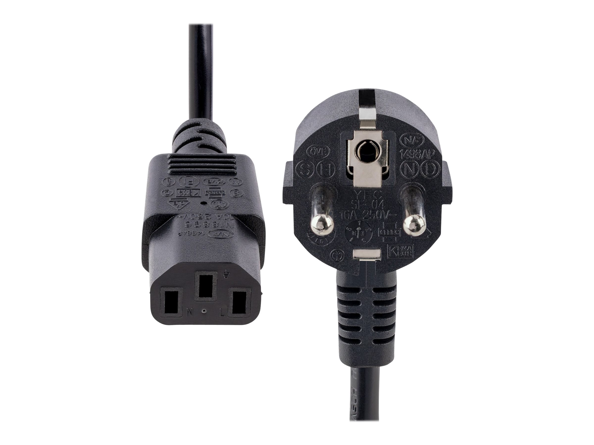 Câble d'alimentation électrique IEC-60320 C13 coudé à Schuko mâle