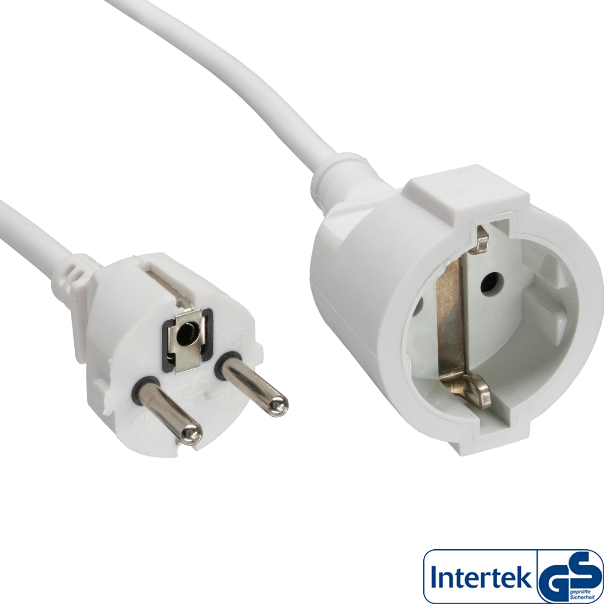 InLine Power extension cable, white, 7m