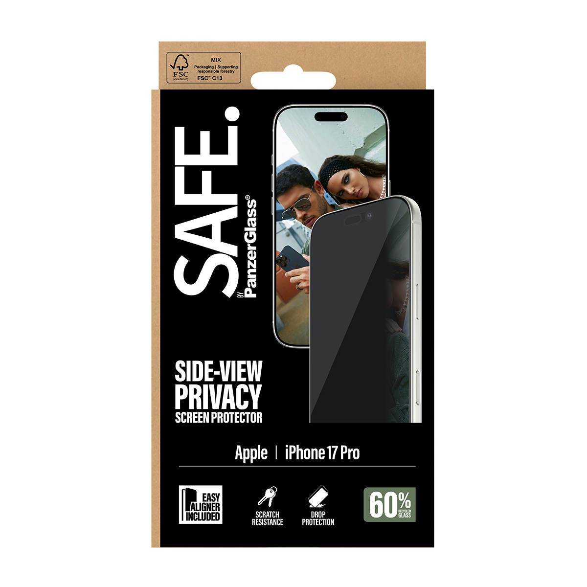 PanzerGlass SAFE. Privacy Screen Protector iPhone 17 Pro Ultra-Wide Fit