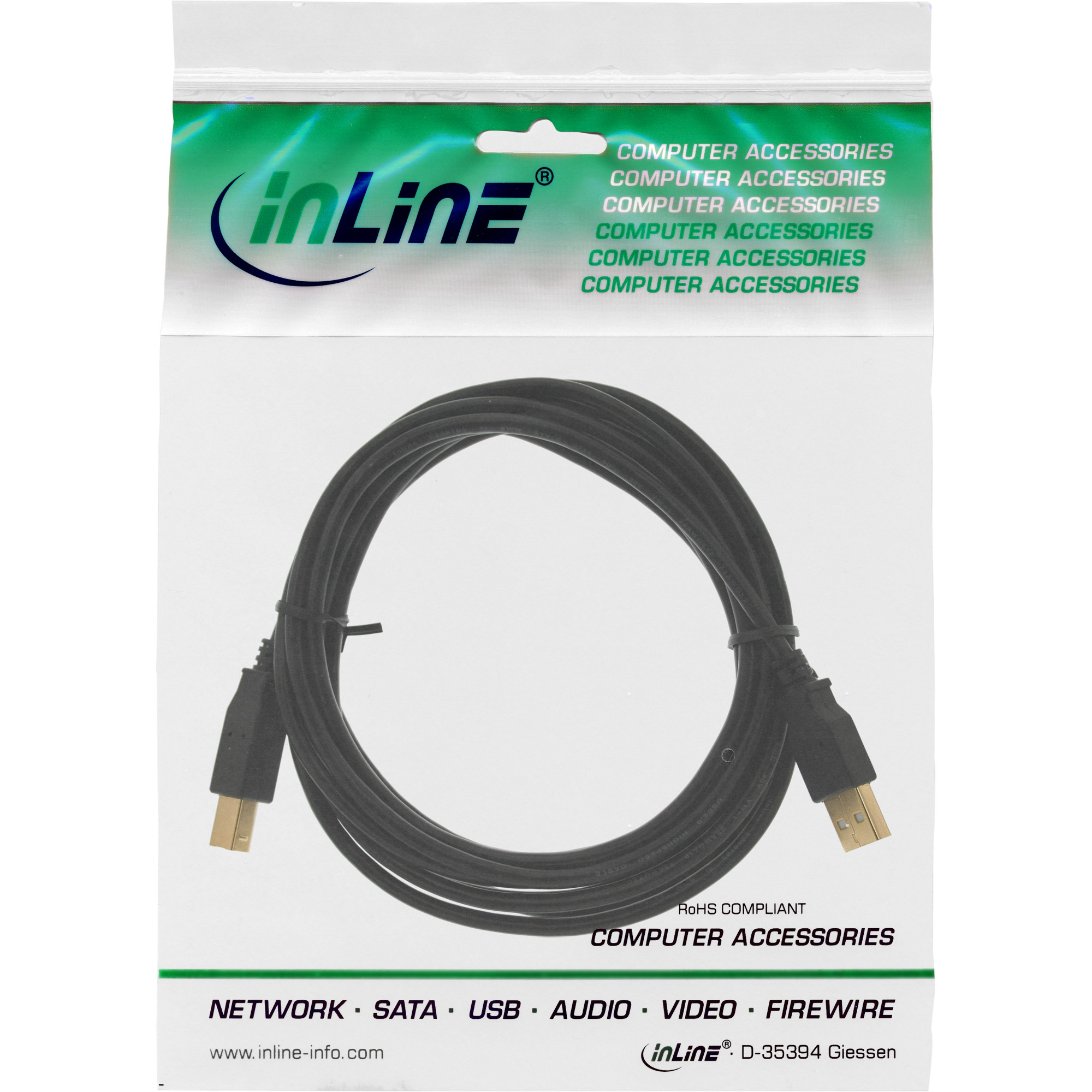 InLine 34535X cable USB 3 m USB A USB B Negro