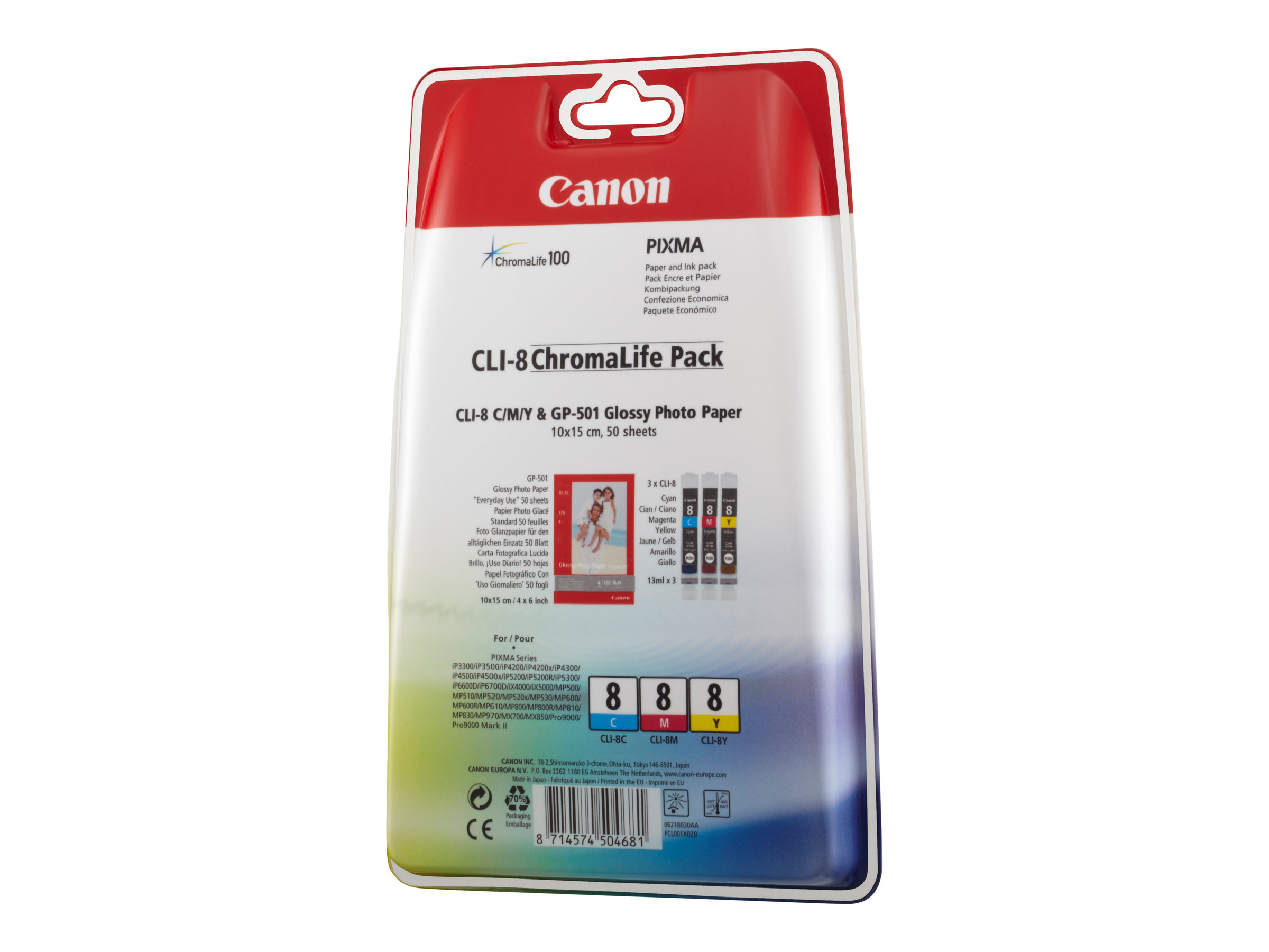 Canon CLI-8 Chromalife Pack ink cartridge 3 pc(s) Original Cyan, Magenta, Yellow