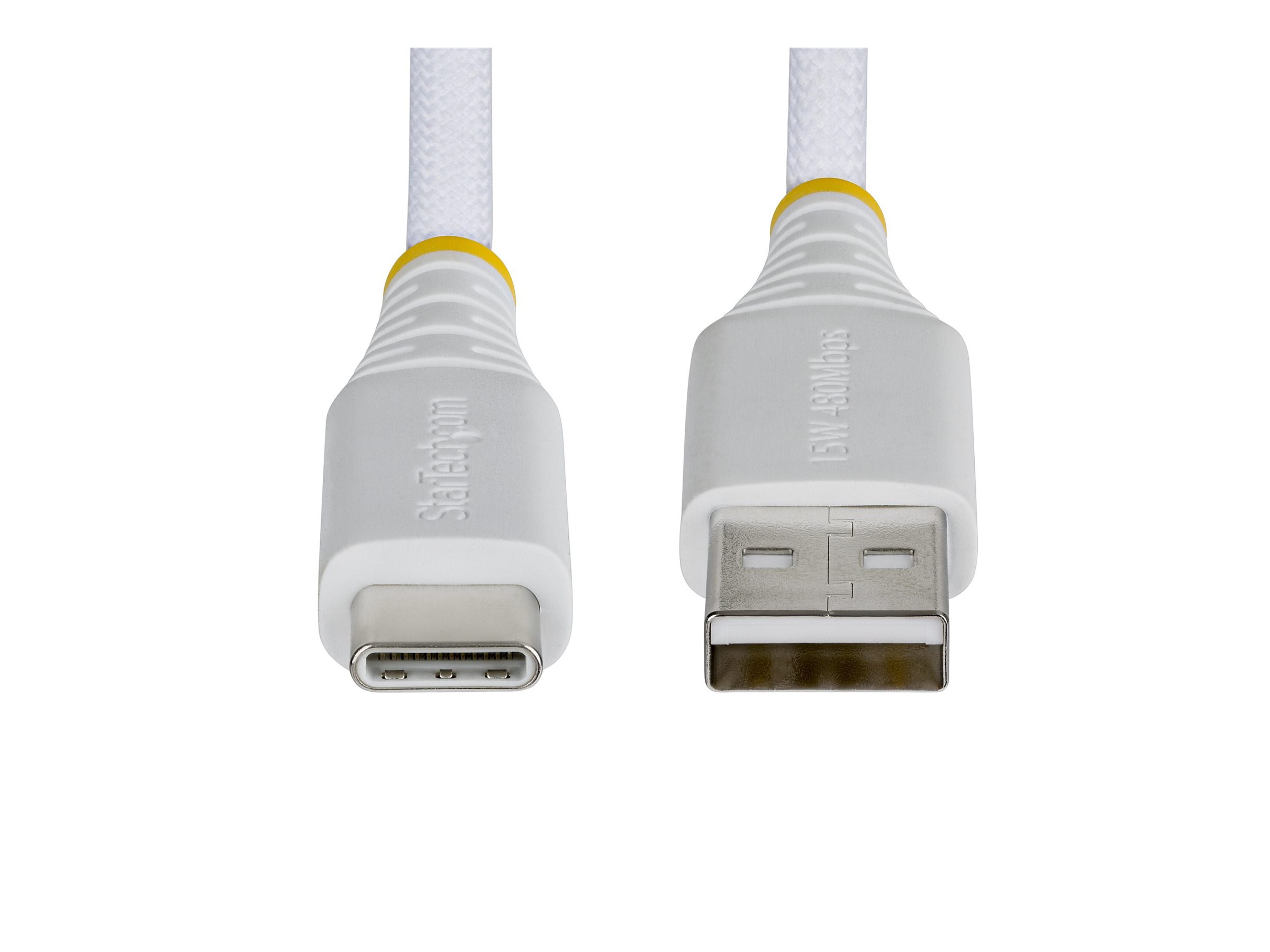 StarTech.com Cable Cargador USB-A a USB-C de 2m - 15W 3A - Cable USB a Tipo C de Carga R�pida Trenzado de Nailon - Recubrimiento de TPE - Blanco
