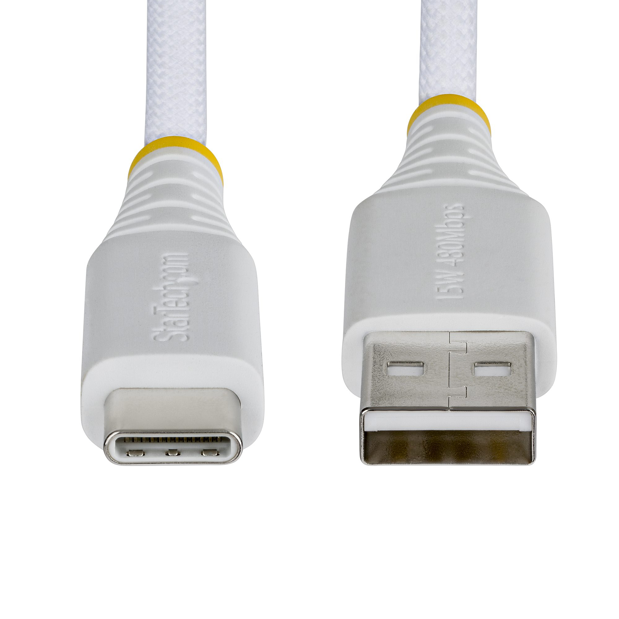 StarTech.com Cable Cargador USB-A a USB-C de 2m - 15W 3A - Cable USB a Tipo C de Carga R�pida Trenzado de Nailon - Recubrimiento de TPE - Blanco