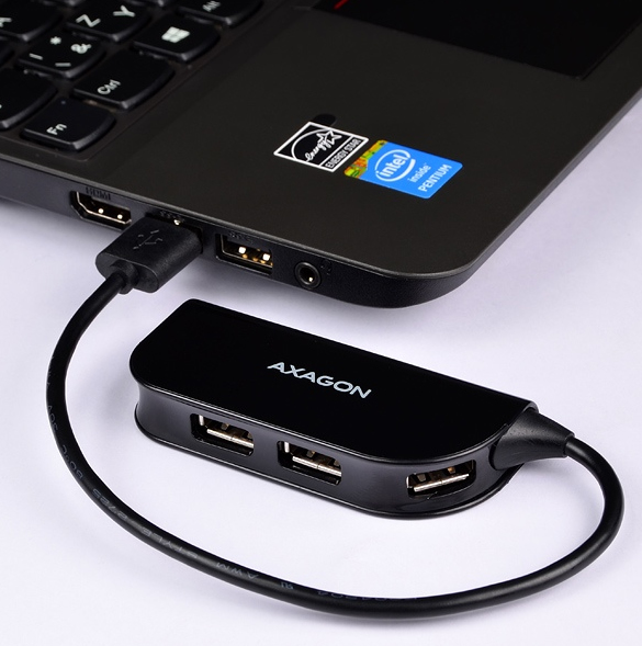 AXAGON HUE-X4B - USB 2.0 - USB 2.0 - 480 Mbit/s - Schwarz - 0,2 m - USB