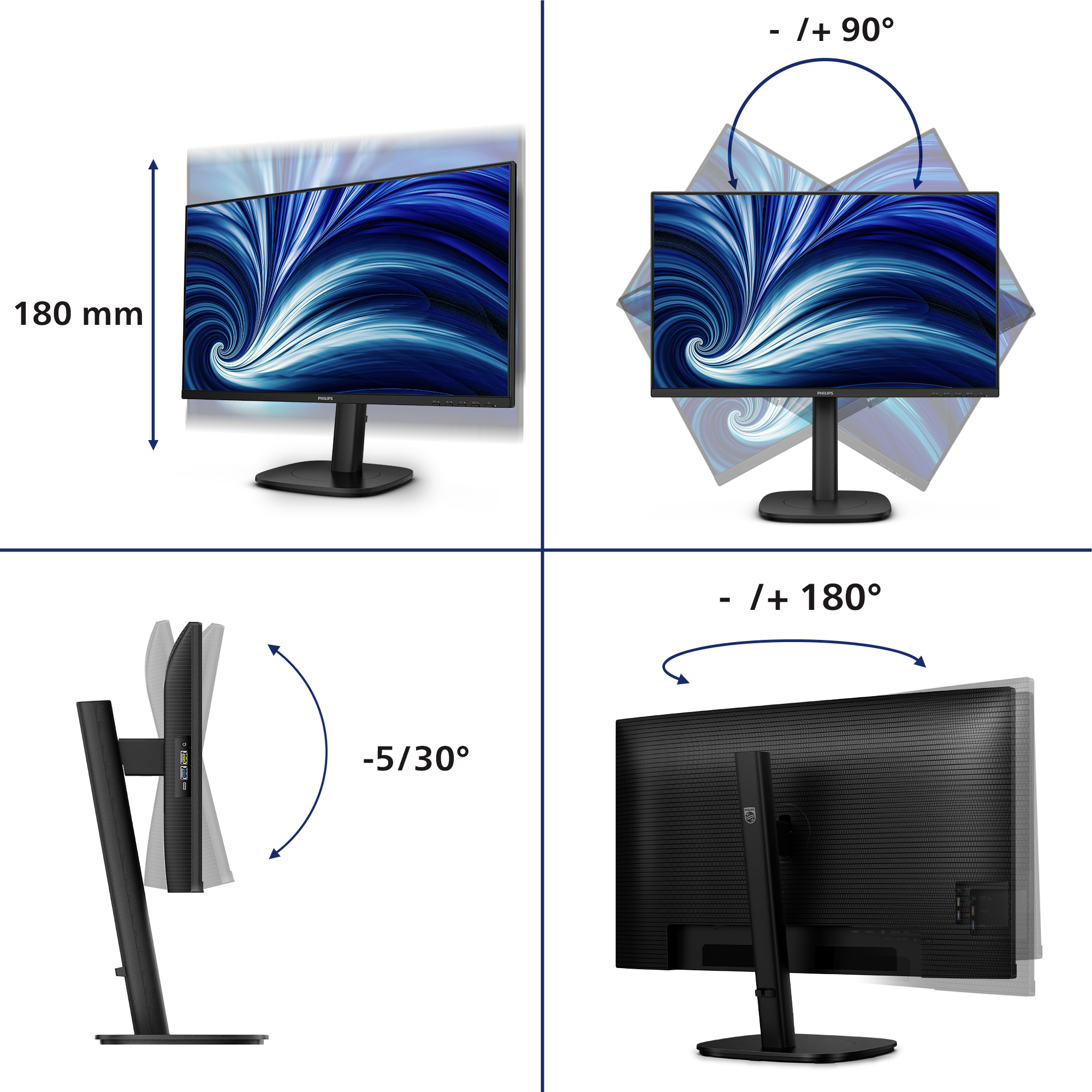 Philips 3000 series 24B2U3301D/00 Monitor PC 61,2 cm (24.1) 1920 x 1200 Pixel WUXGA LCD Nero