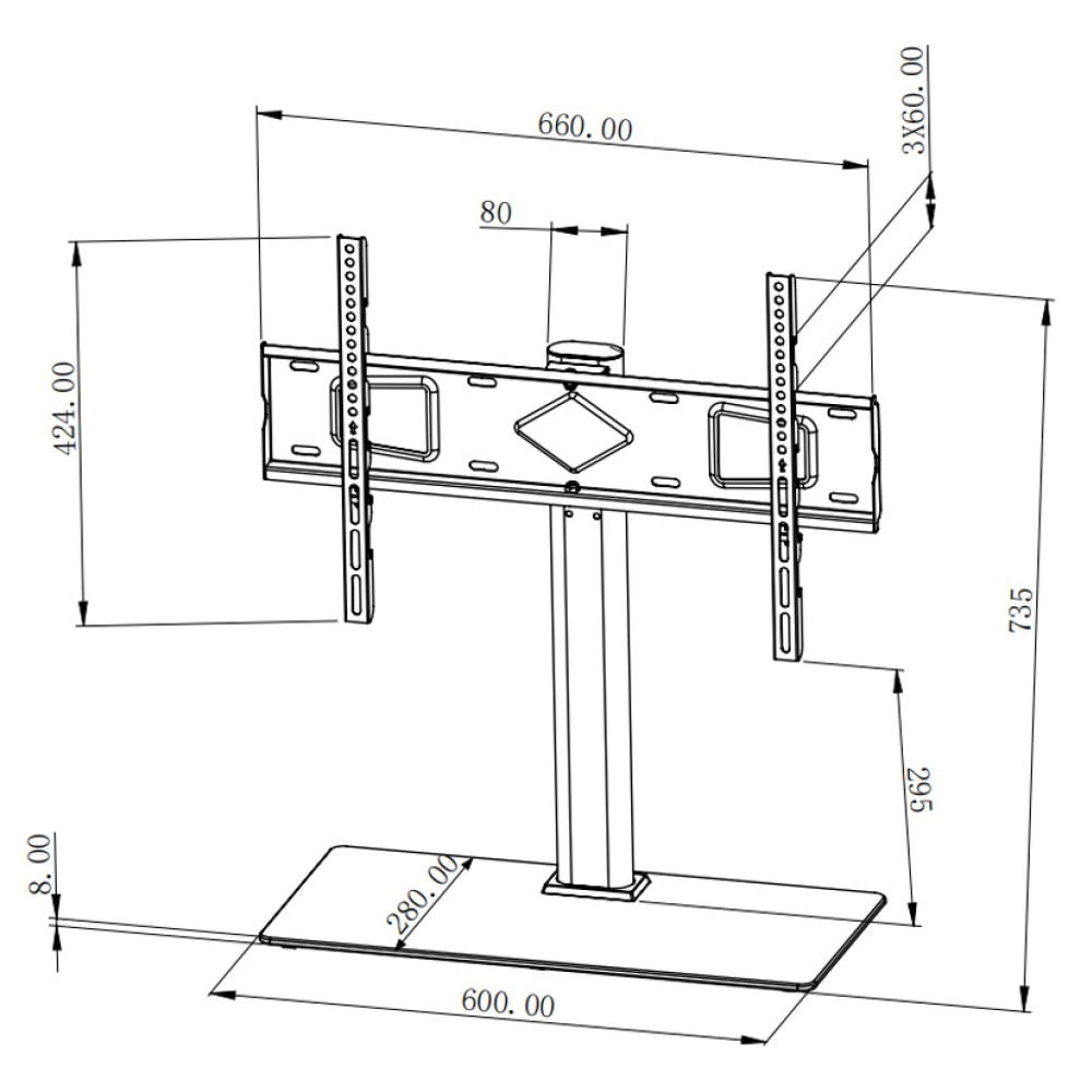 Techly ICA-LCD S07L soporte para TV 165,1 cm (65) Negro