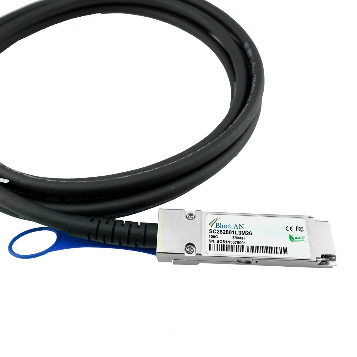 BlueOptics CAB-Q-Q-100G-5M kompatibles BlueLAN DAC QSFP28 SC282801L5M26