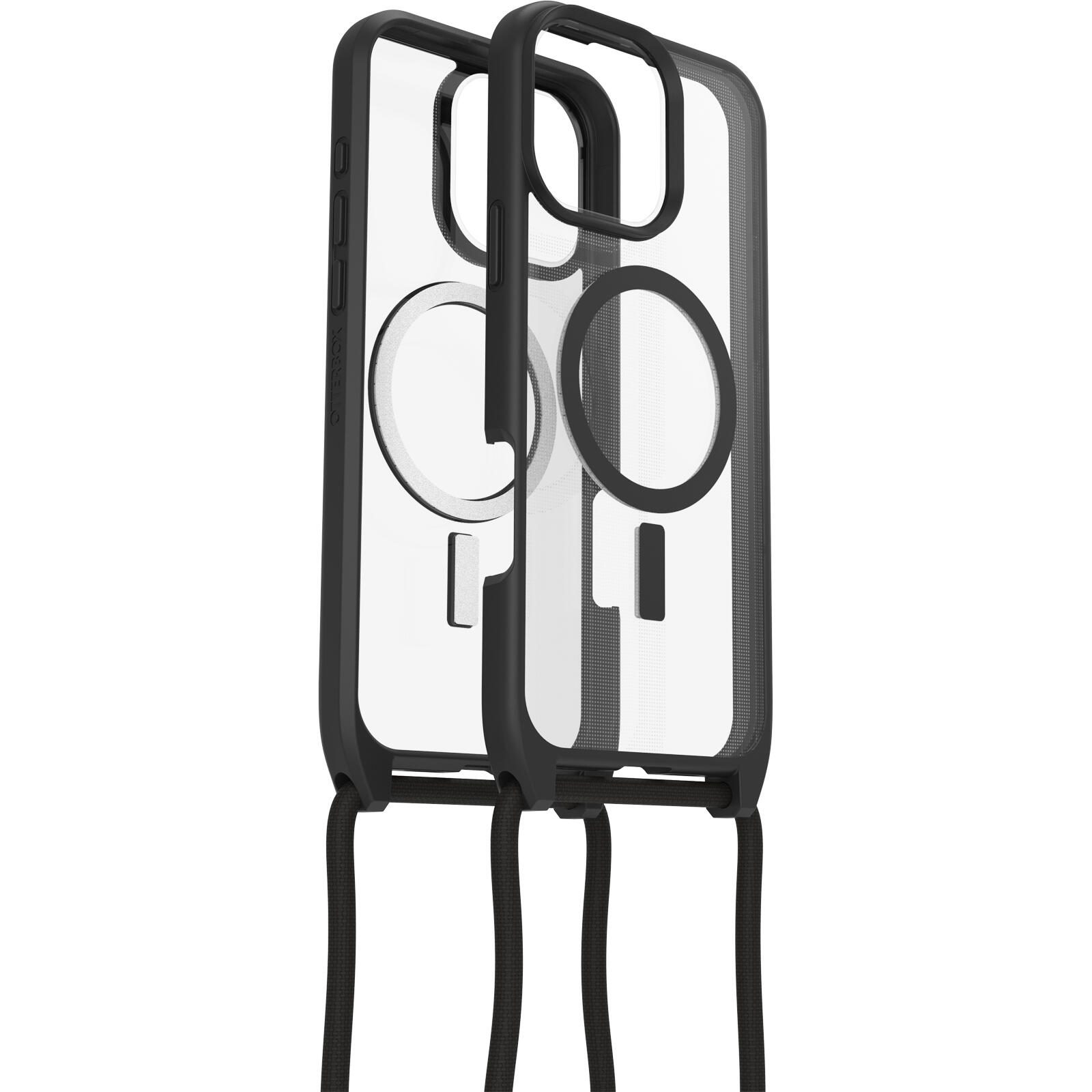 OtterBox React Series - Hintere Abdeckung f�r Mobiltelefon - Halskette - kompatibel mit MagSafe - Black Crystal (transparent/schwarz)