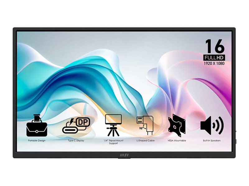 MSI PRO MP165 E6 TV e monitor portatile Nero 39,6 cm (15.6) LED 1920 x 1080 Pixel