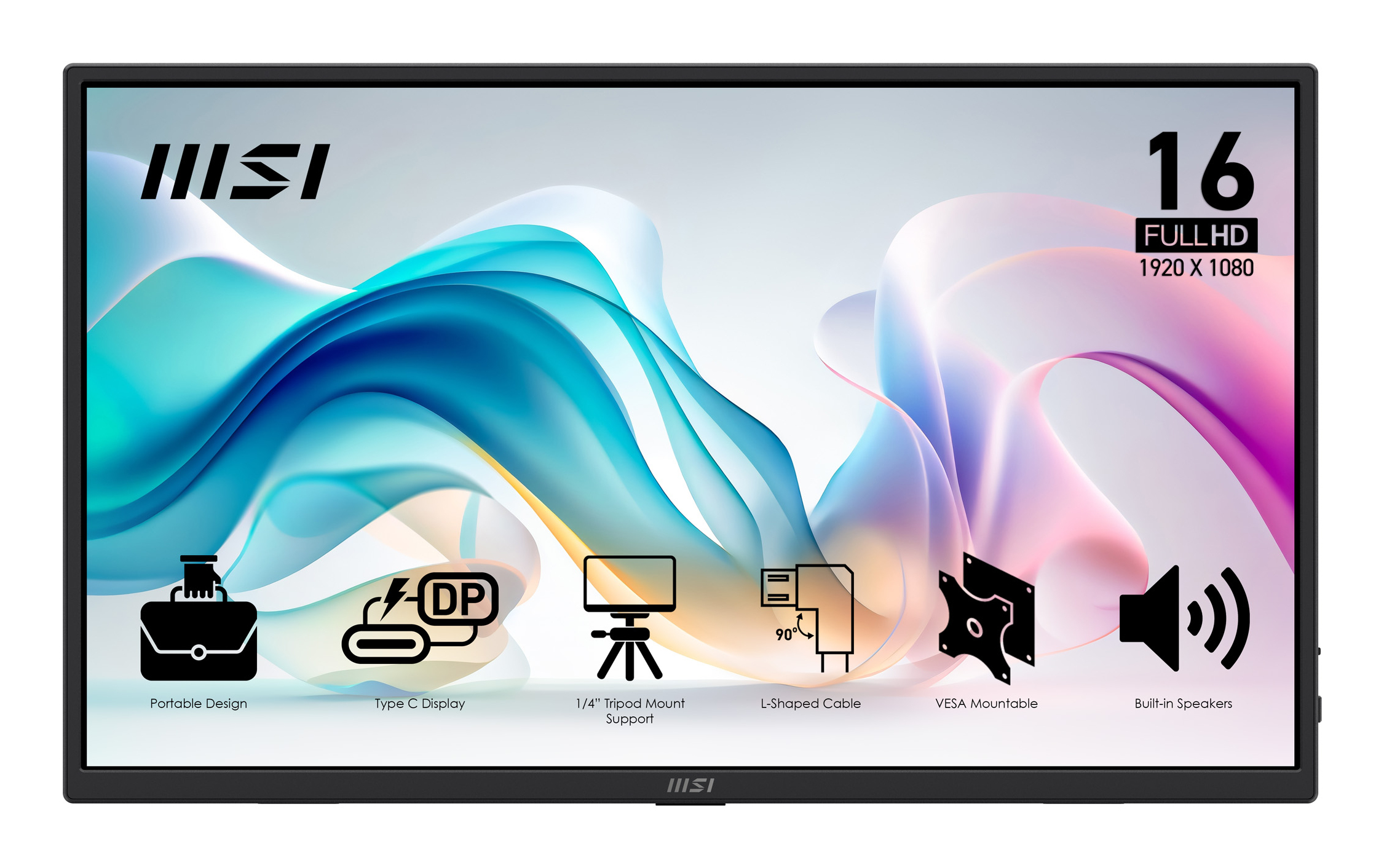 MSI PRO MP165 E6 portable TV/monitor Portable monitor Black 39.6 cm (15.6) LED 1920 x 1080 pixels