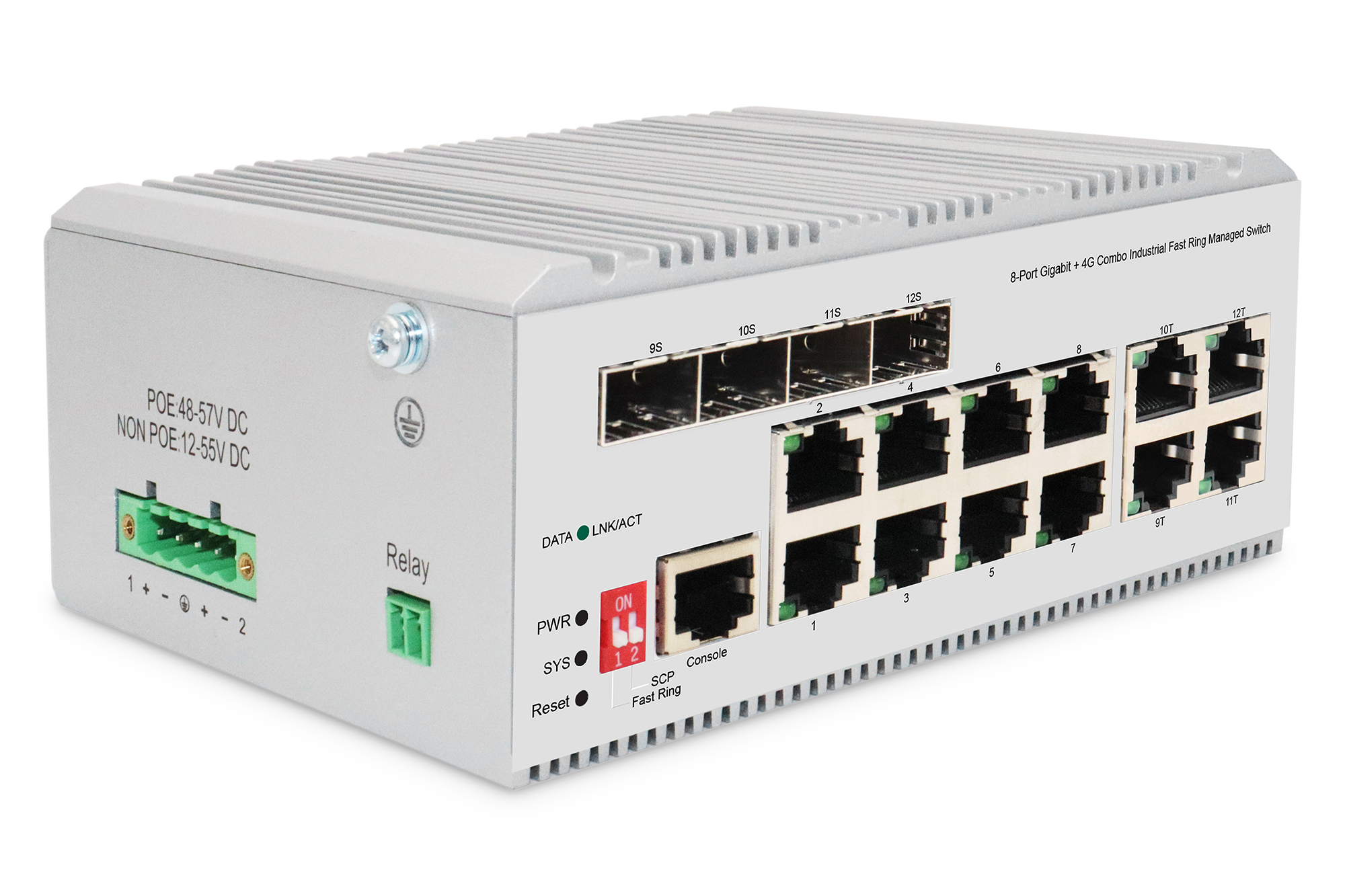 DIGITUS 8 Port Gigabit Ethernet Netzwerk Switch, Industrial, L2 managed, 4 SFP Uplink