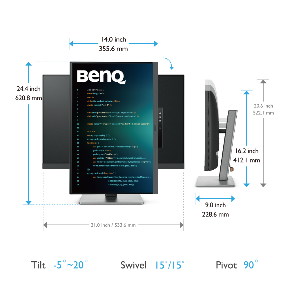 BenQ RD240Q Monitor PC 61,2 cm (24.1) 2560 x 1600 Pixel WQXGA LCD Nero