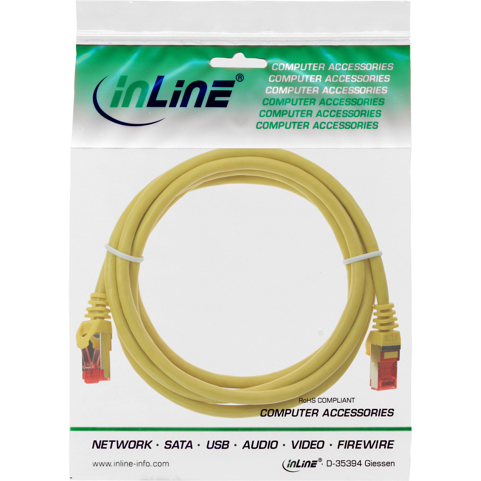 InLine Patch Cable S/FTP PiMF Cat.6 250MHz PVC CCA yellow 7.5m