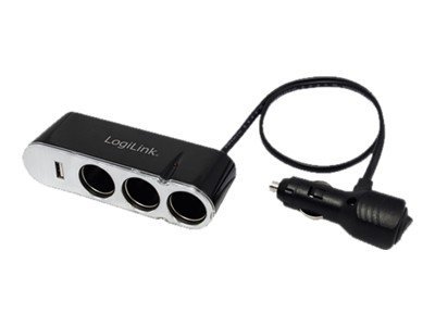 LogiLink 3-Port Car Charger Splitter with USB Port - Stromversorgungssplitter - 4 Ausgabeanschlussstellen (USB, automobile cigarette lighter)