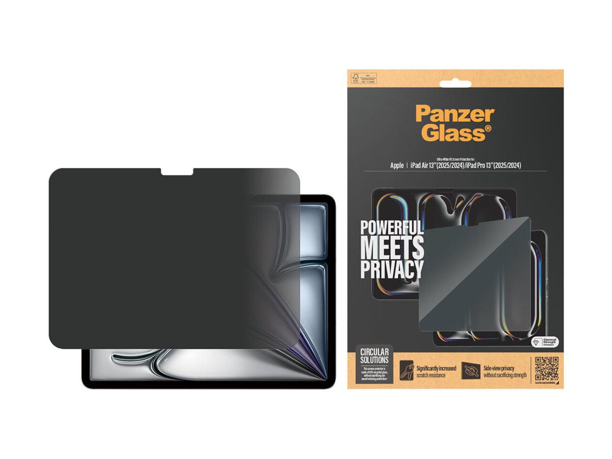 PanzerGlass Bildschirmschutz f�r Tablet - ultrabreite Passform - Glas - mit Sichtschutzfilter - 13 - Rahmenfarbe schwarz - f�r Apple 13-inch iPad Air (M2, M3)