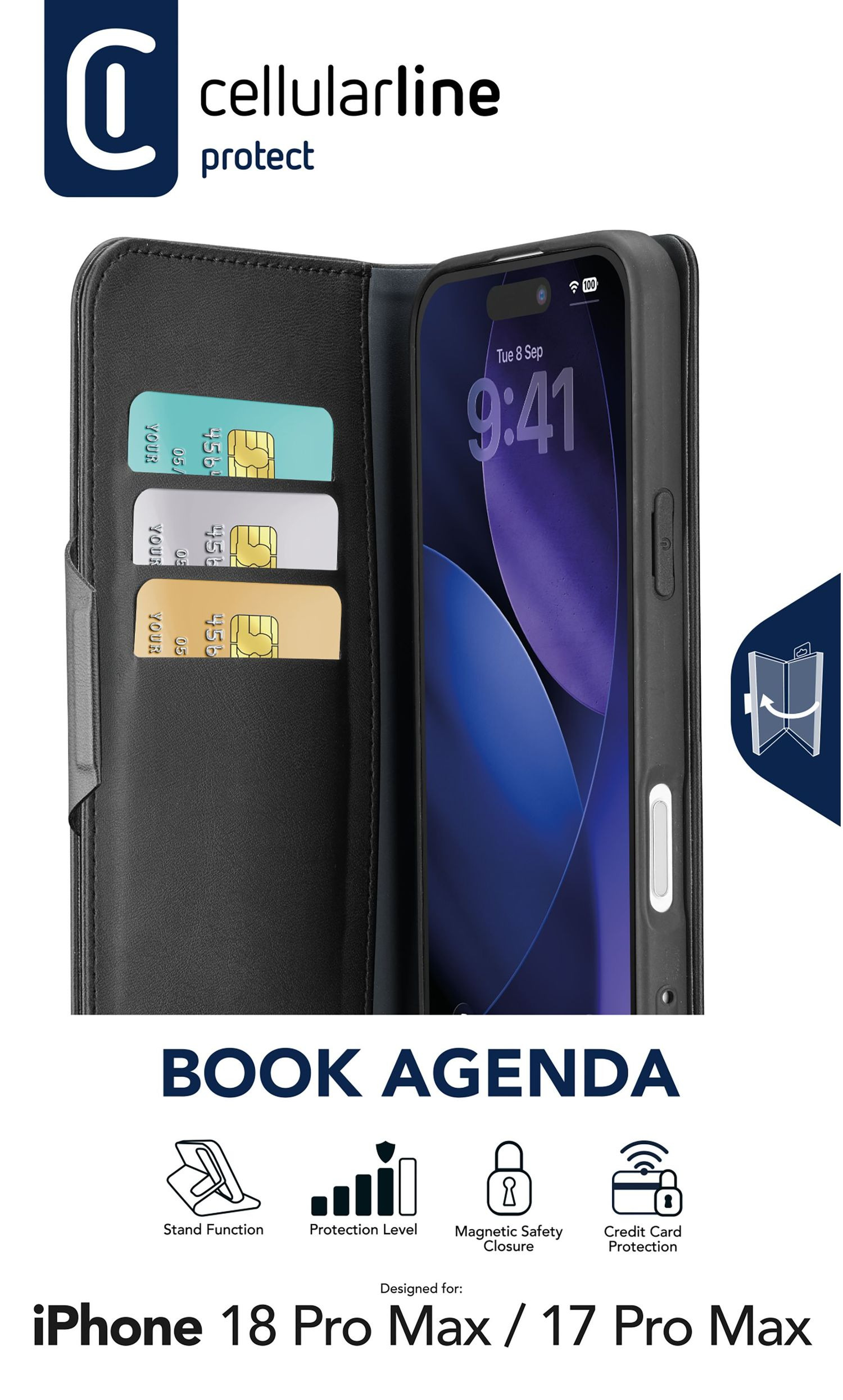 Cellularline BOOK AGENDA - IPHONE 17 PRO MAX / 18 PRO MAX