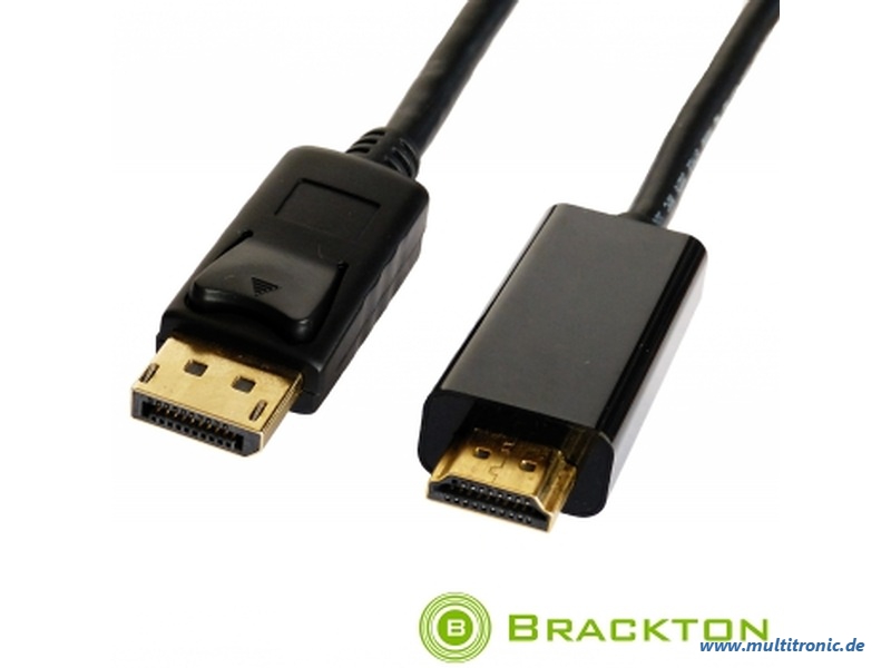 Brackton 4K Display Port 1.2 -> HDMI Kabel St/St 2.0m aktiv - Kabel - Digital/Display/Video