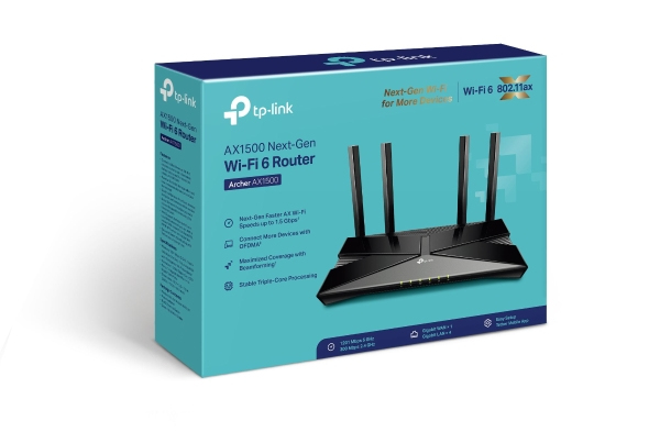 TP-Link Archer AX1500 router inalmbrico Gigabit Ethernet Doble banda (2,4 GHz / 5 GHz) Negro