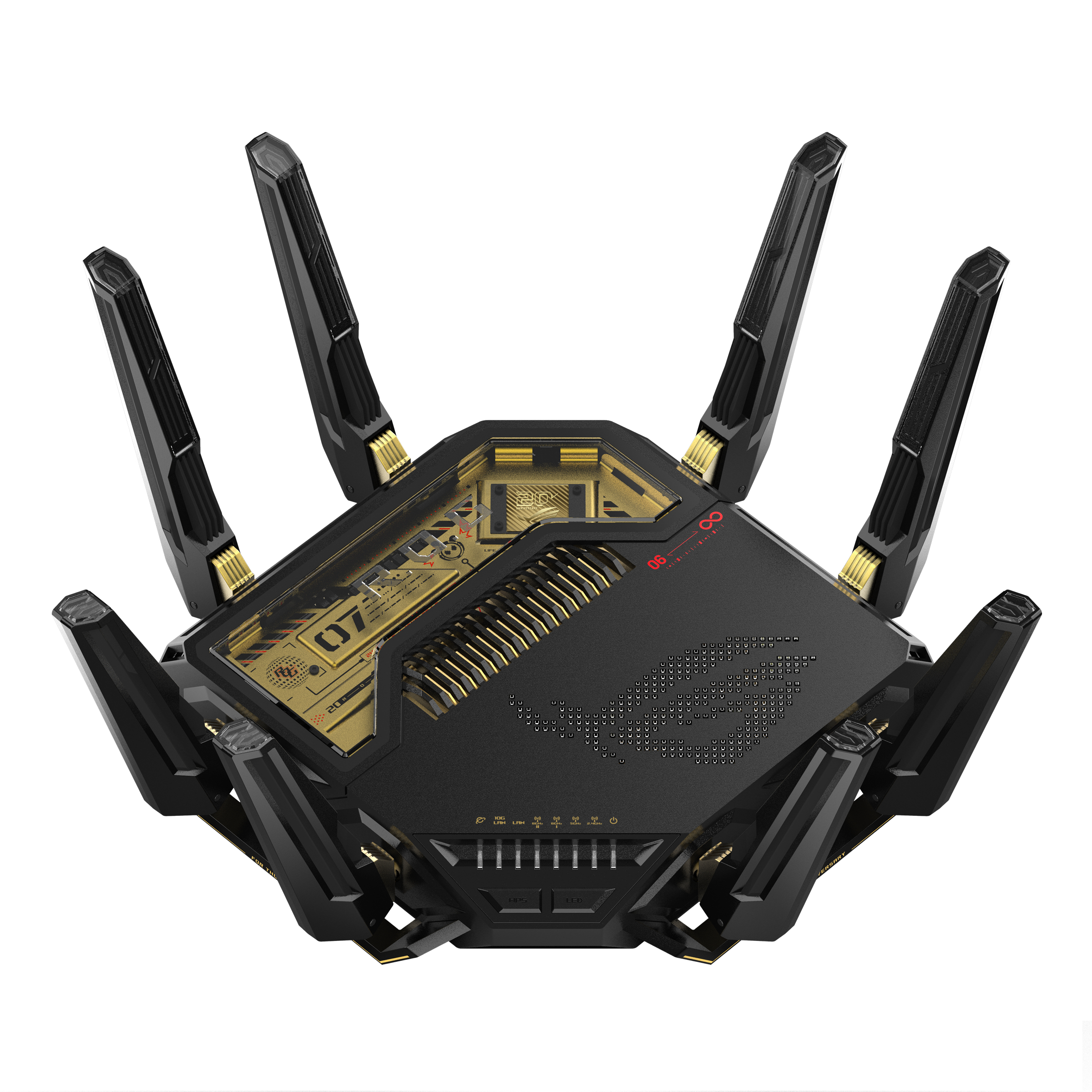 ASUS ROG Rapture GT-BE98 router wireless 10 Gigabit Ethernet Quad-band (2.4 GHz / 5 GHz-1 / 5 GHz-2 / 6 GHz) Nero