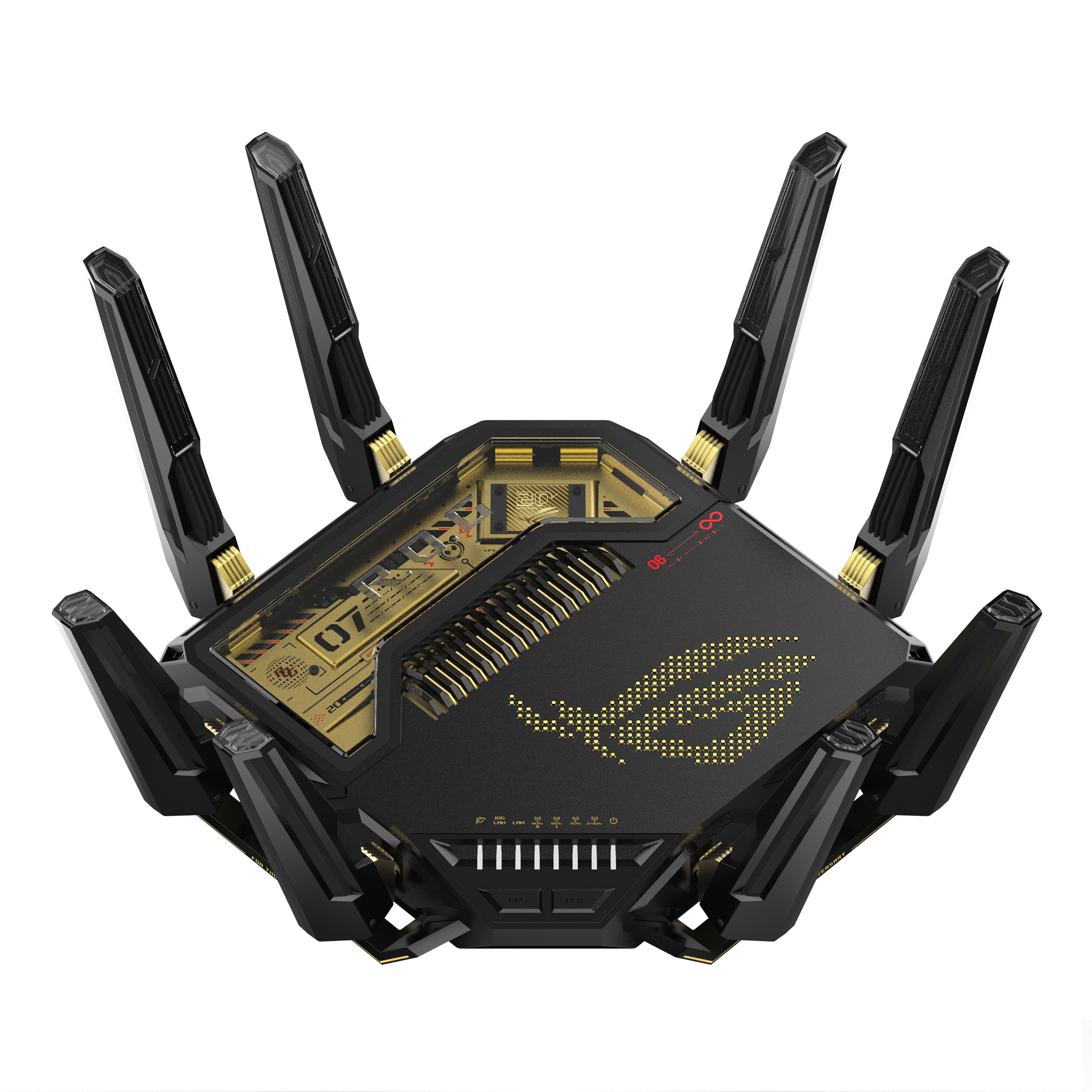 ASUS ROG Rapture GT-BE98 router wireless 10 Gigabit Ethernet Quad-band (2.4 GHz / 5 GHz-1 / 5 GHz-2 / 6 GHz) Nero