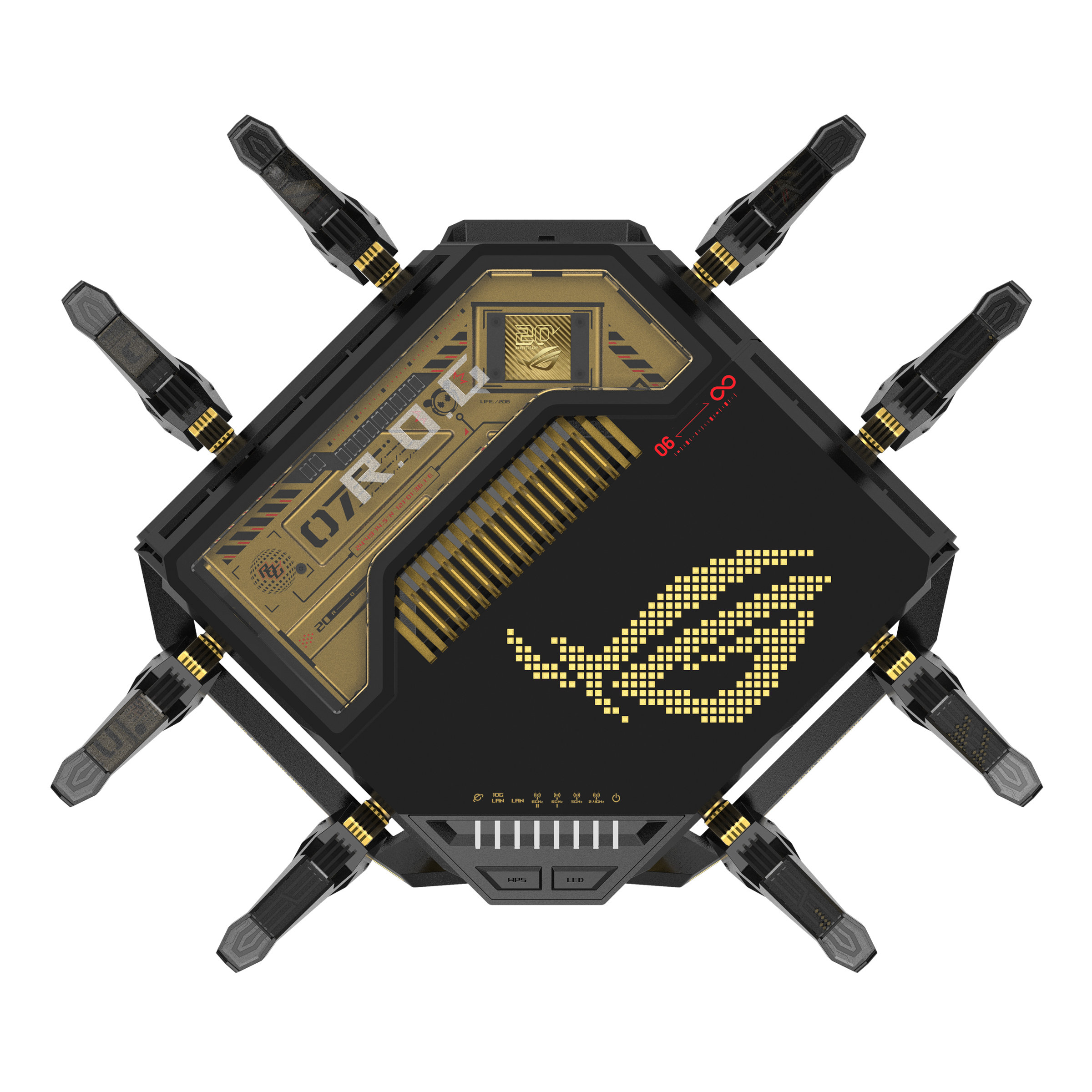 ASUS ROG Rapture GT-BE98 router wireless 10 Gigabit Ethernet Quad-band (2.4 GHz / 5 GHz-1 / 5 GHz-2 / 6 GHz) Nero