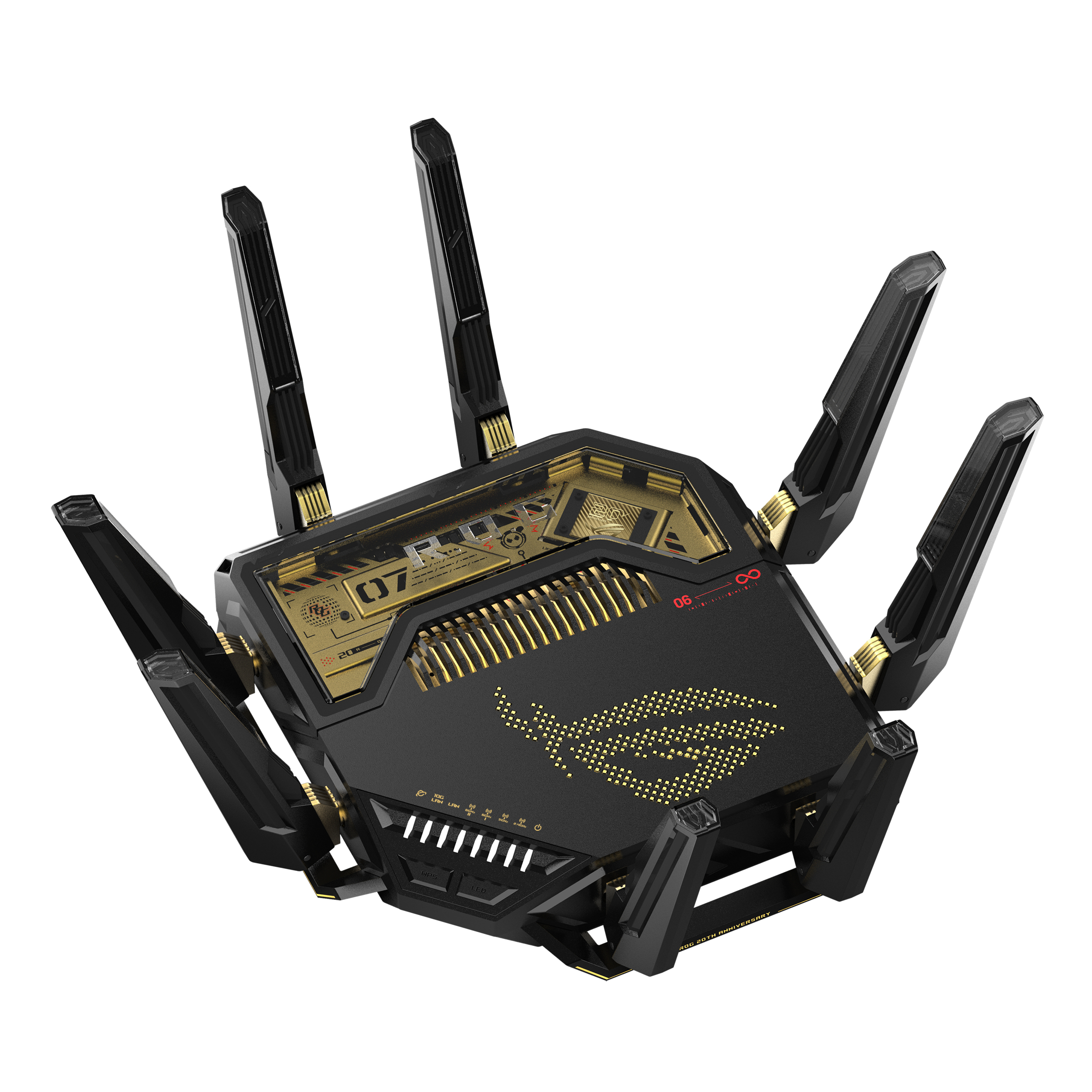 ASUS ROG Rapture GT-BE98 router wireless 10 Gigabit Ethernet Quad-band (2.4 GHz / 5 GHz-1 / 5 GHz-2 / 6 GHz) Nero