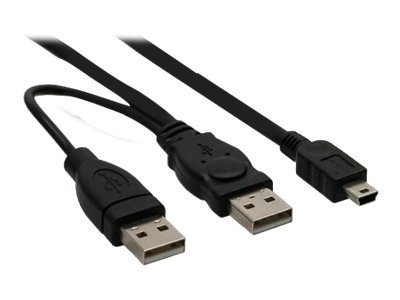 InLine Cavo USB2.0 Mini Sdoppiato, 2x Am/ Mini Bm(5pol), Y Form, nero, 1,5m