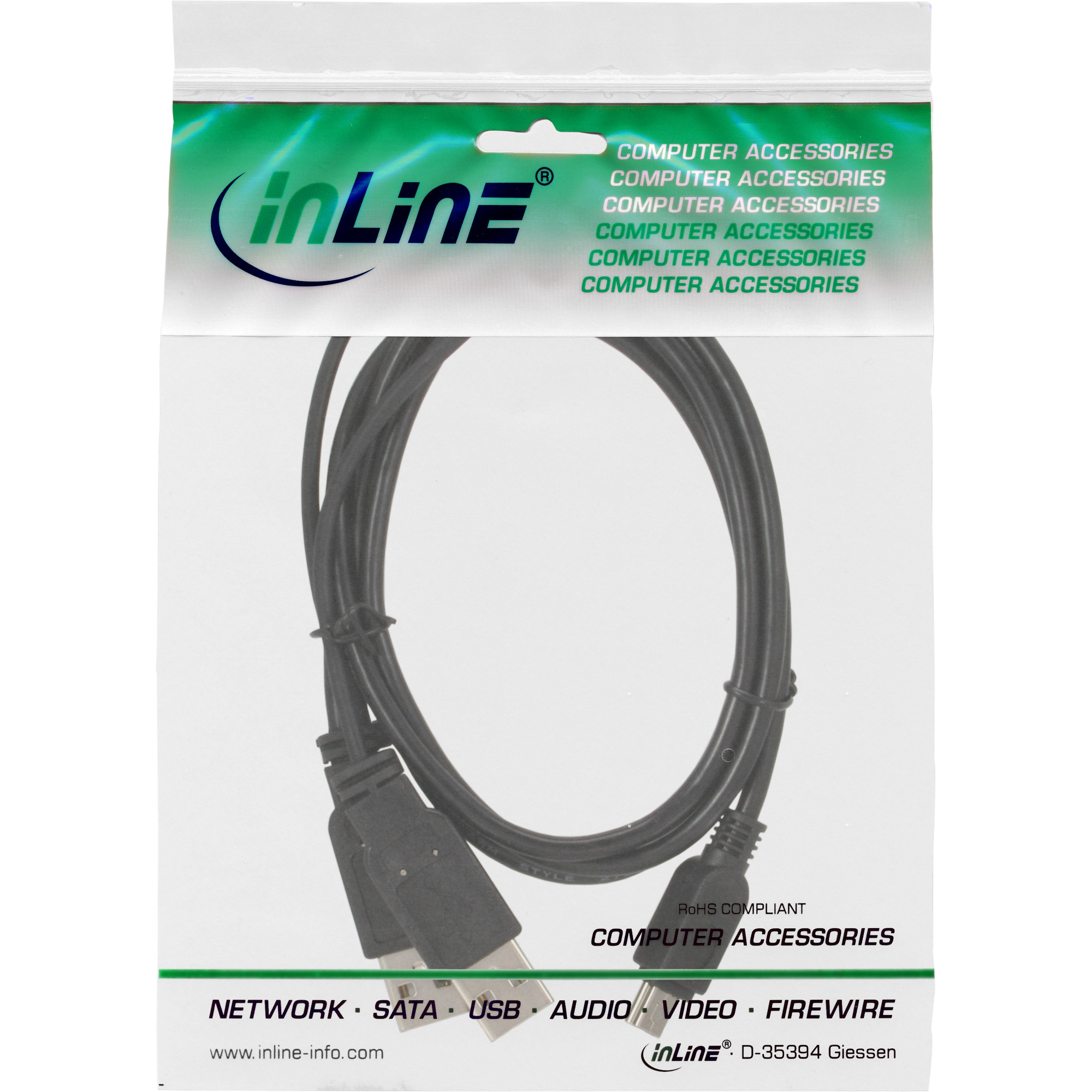 InLine USB-Kabel - Mini-USB, Typ B (M) zu USB, USB (nur Strom)