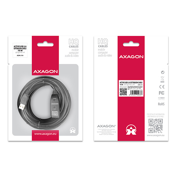 Axagon ADR-210 cavo USB 10 m USB 2.0 USB A Nero