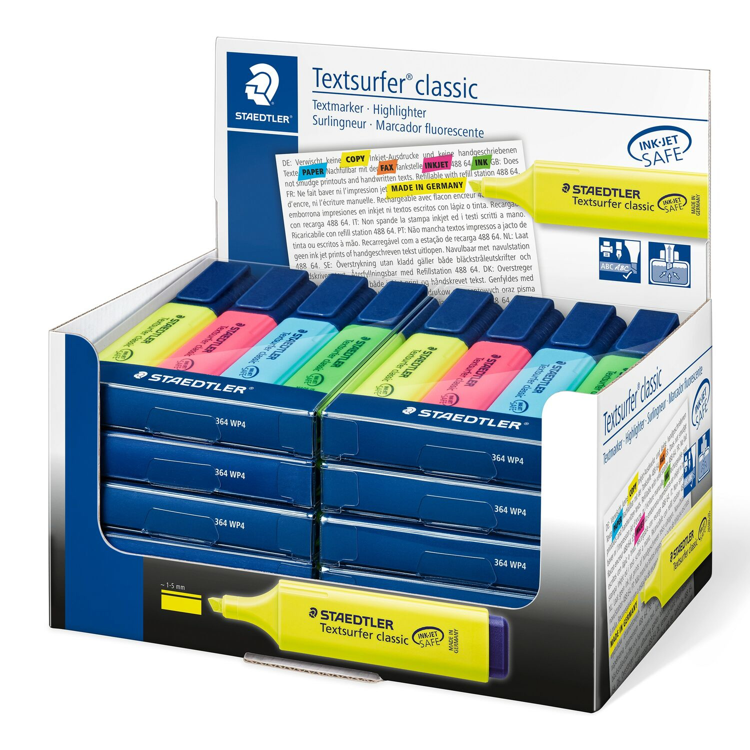 STAEDTLER Textsurfer classic - Textmarker - Blau, Gr�n, Gelb, rosa - Pigmenttinte - 1-5 mm (Packung mit 4)