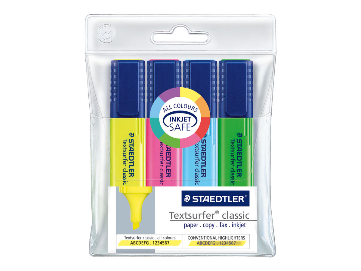 STAEDTLER Textsurfer classic - Textmarker - Blau, Gr�n, Gelb, rosa - Pigmenttinte - 1-5 mm (Packung mit 4)