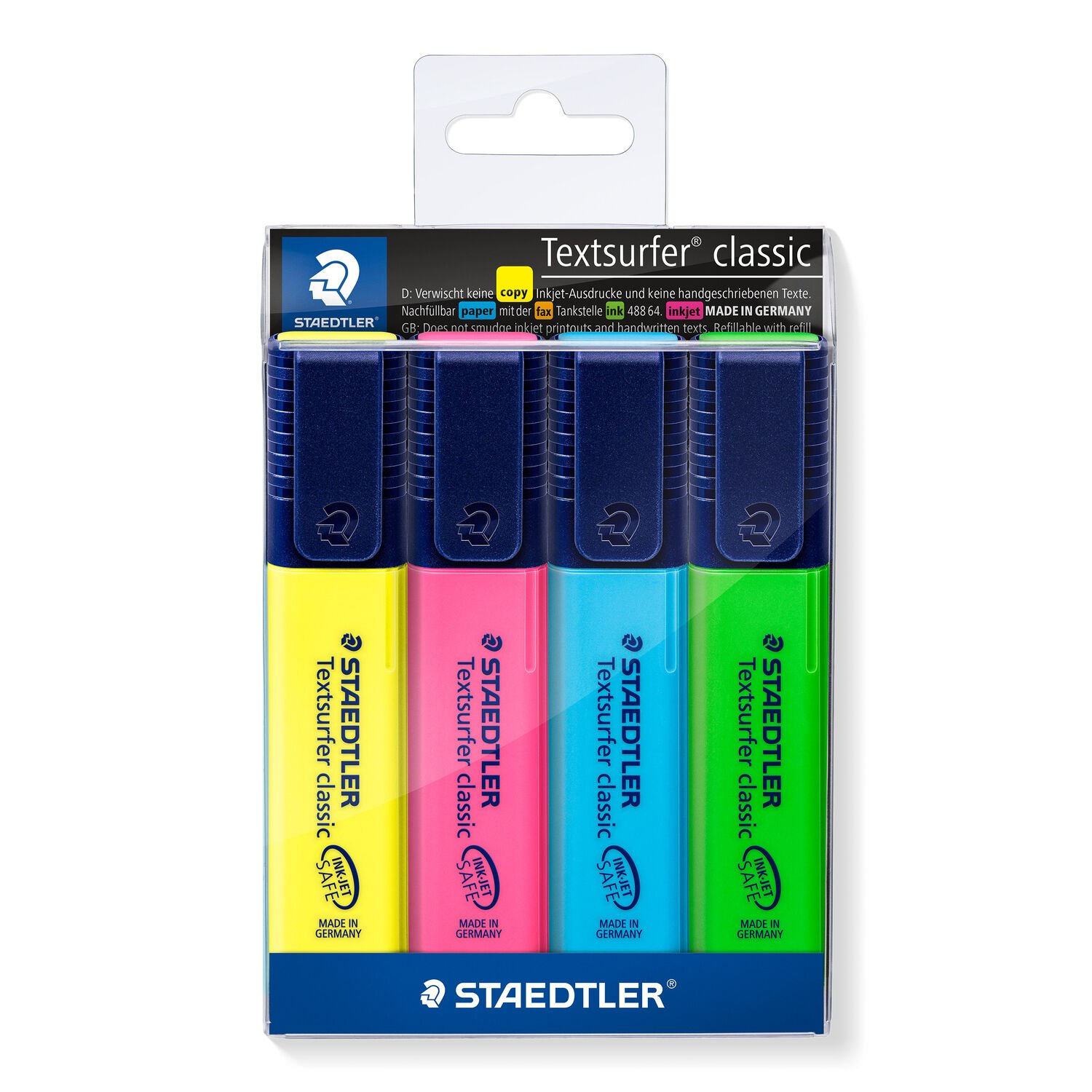STAEDTLER Textsurfer classic - Textmarker - Blau, Gr�n, Gelb, rosa - Pigmenttinte - 1-5 mm (Packung mit 4)
