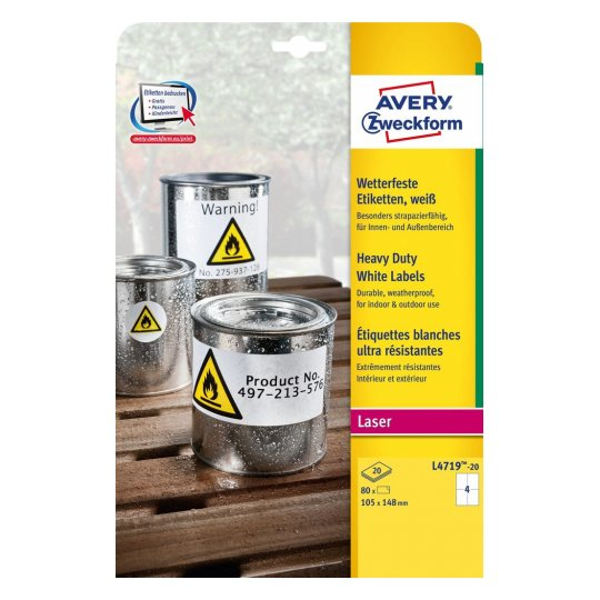 Avery Papier, Folien, Etiketten Blanco Etiqueta para impresora autoadhesiva