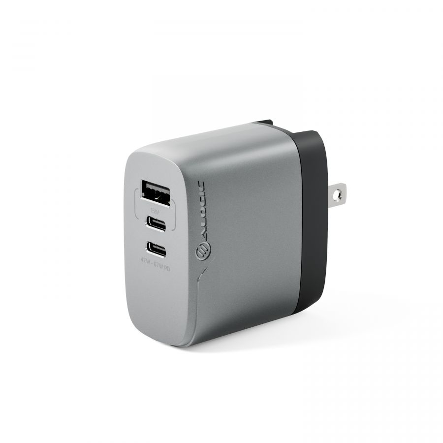 Alogic Rapid Power 3X67 - Netzteil - verschiedene L�nder - 67 Watt - 1.5 A - PD - 3 Ausgabeanschlussstellen (2 x USB-C, USB)