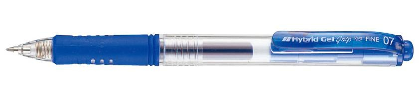 Pentel Hybrid Gel Grip - Ausziehbarer Gelschreiber - Blau - Blau - Transparent - Medium - 0,7 mm - Metall