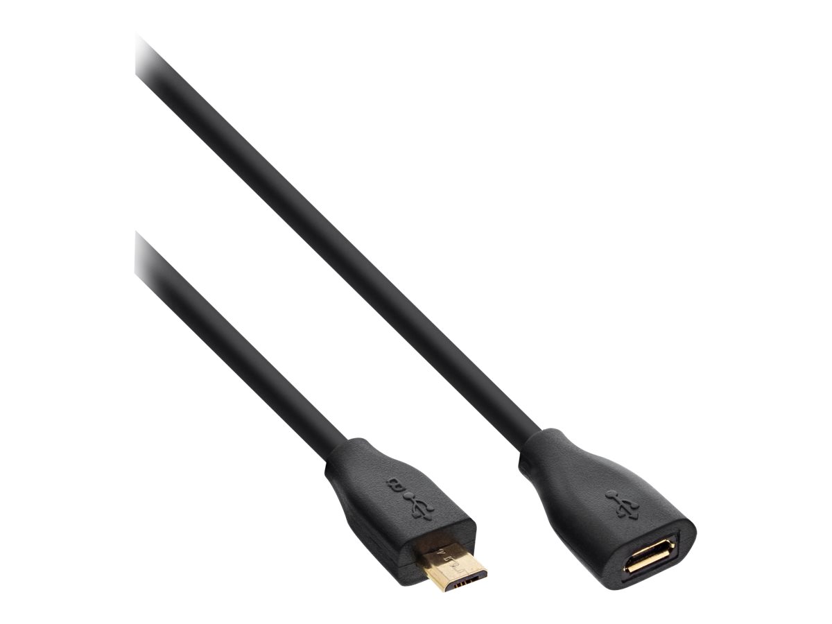 InLine Micro-USB 2.0 extension cable, Micro-B M/F, black/gold, 1.5m