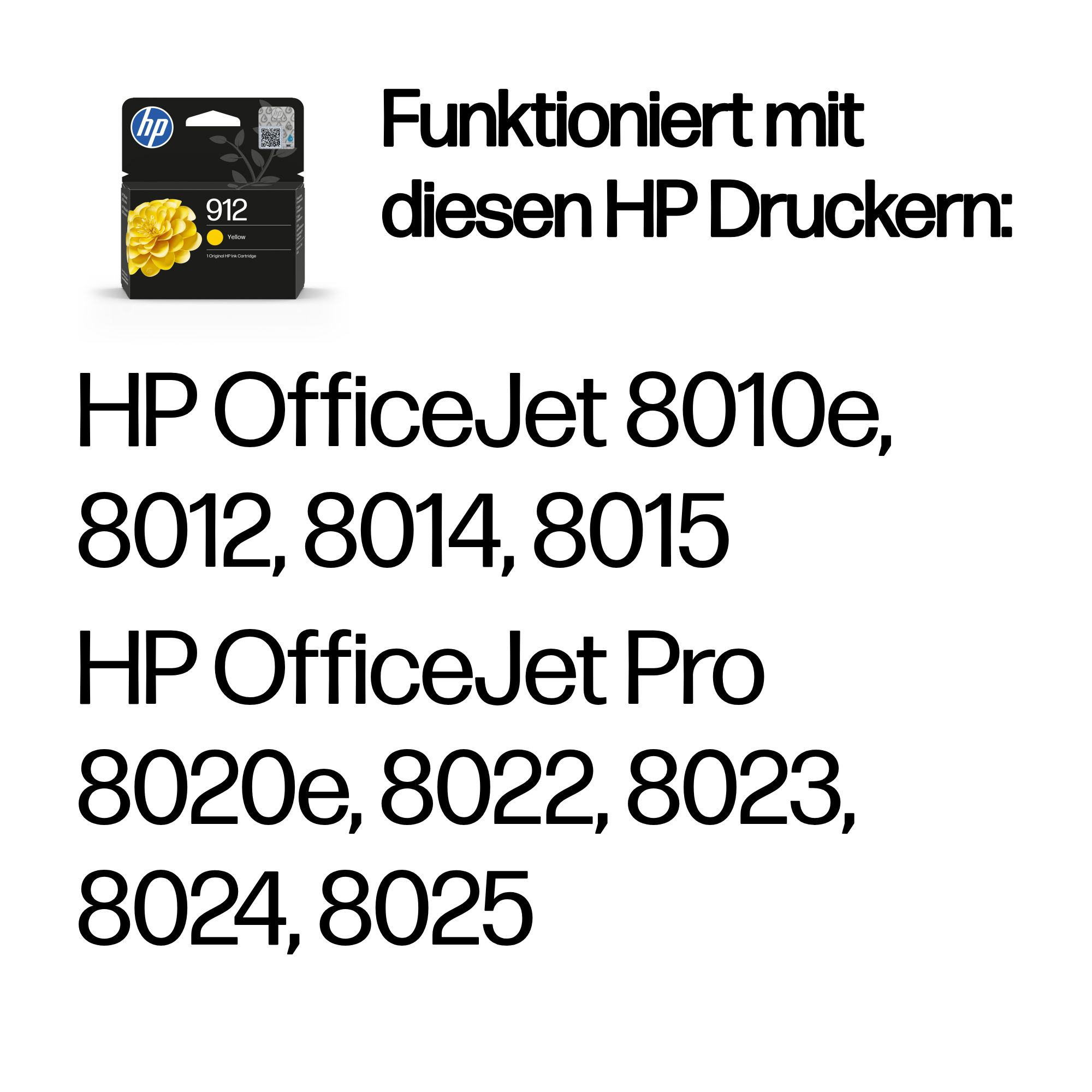 HP 912 Cartouche dencre jaune authentique