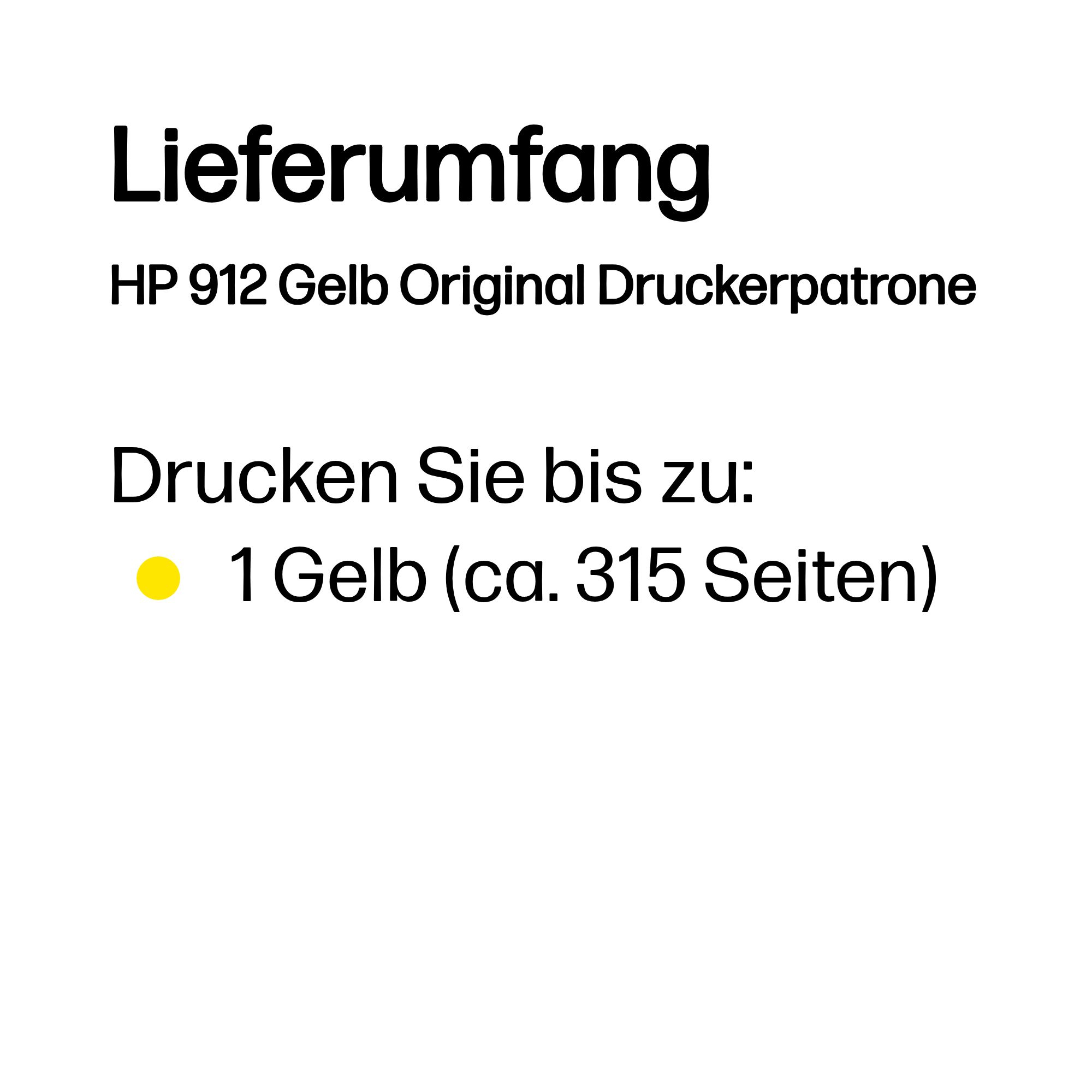 HP 912 Cartouche dencre jaune authentique