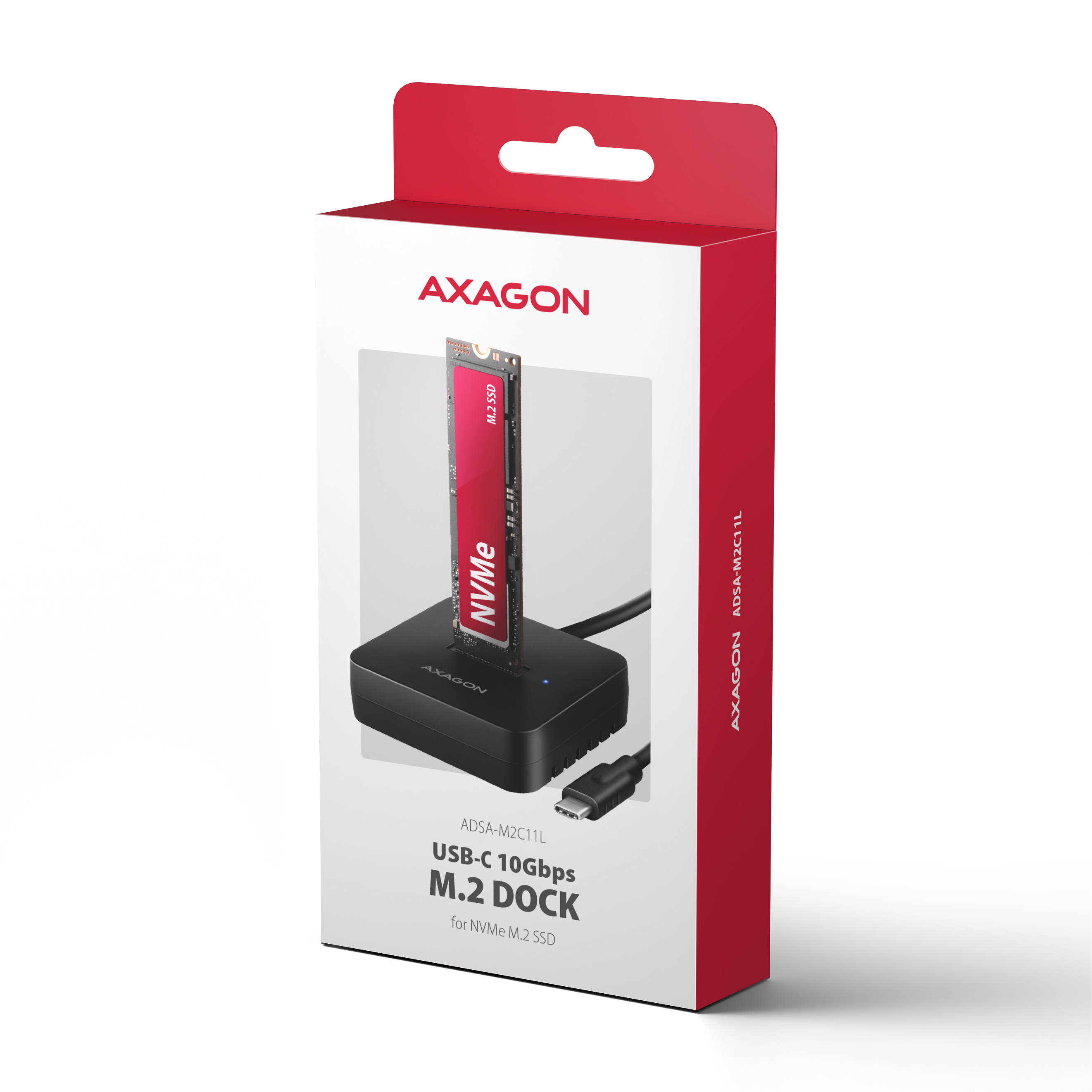 Axagon ADSA-M2C11L base de conexi�n para disco duro USB 3.2 Gen 2 (3.1 Gen 2) Type-C Negro