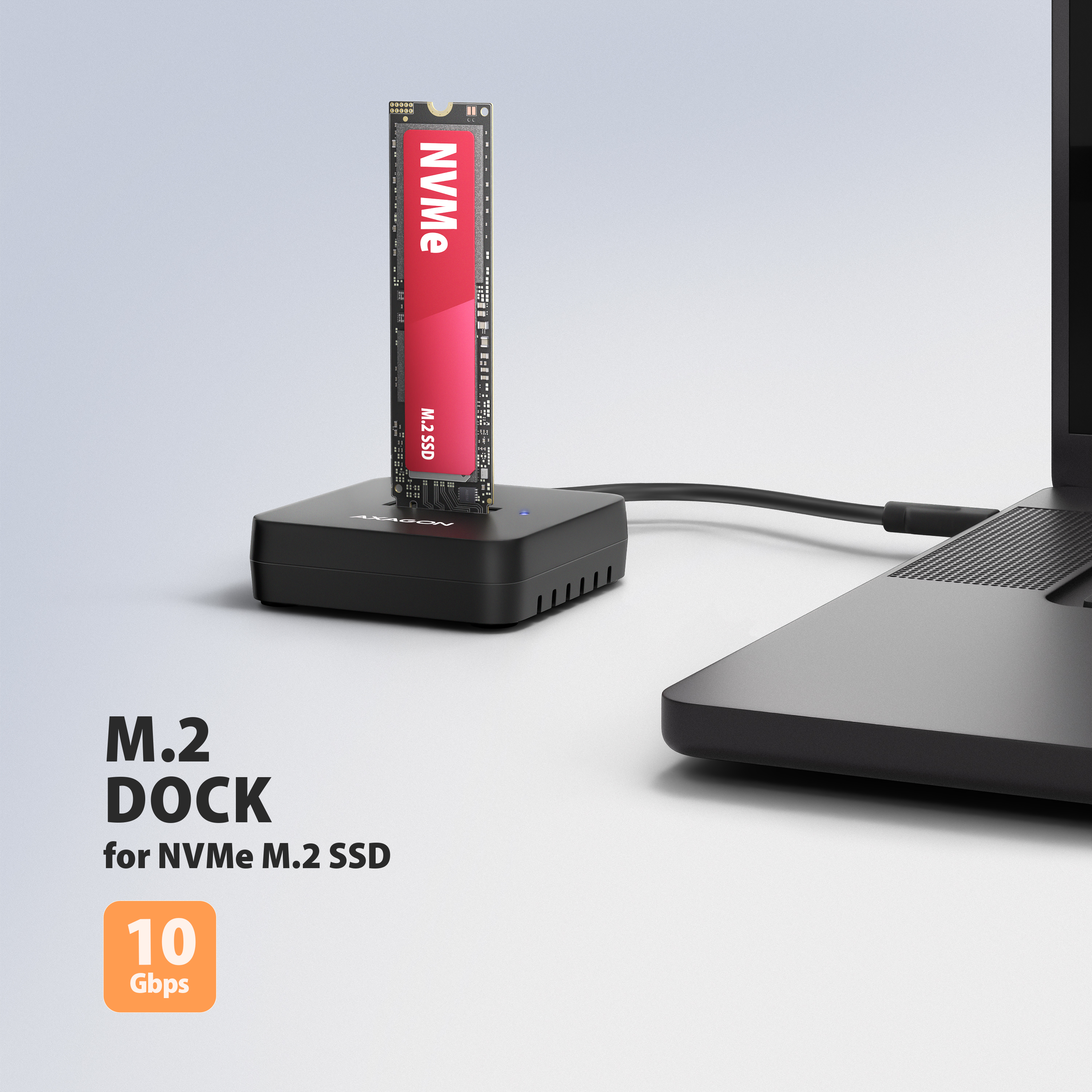 Axagon ADSA-M2C11L base de conexi�n para disco duro USB 3.2 Gen 2 (3.1 Gen 2) Type-C Negro