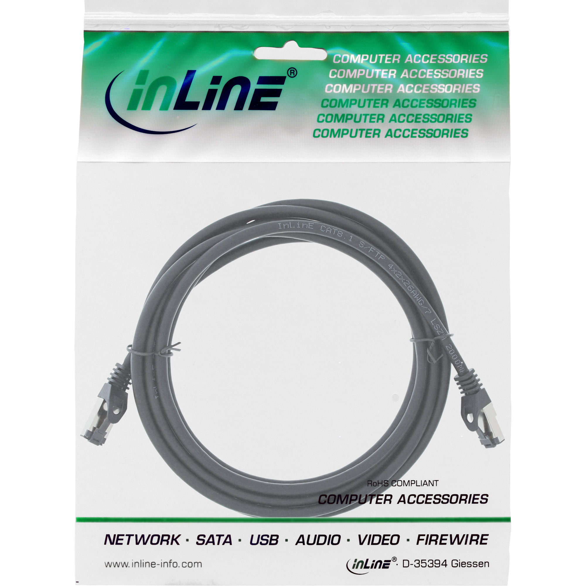 InLine 78801S c�ble de r�seau Noir 1 m Cat8.1 S/FTP (S-STP)