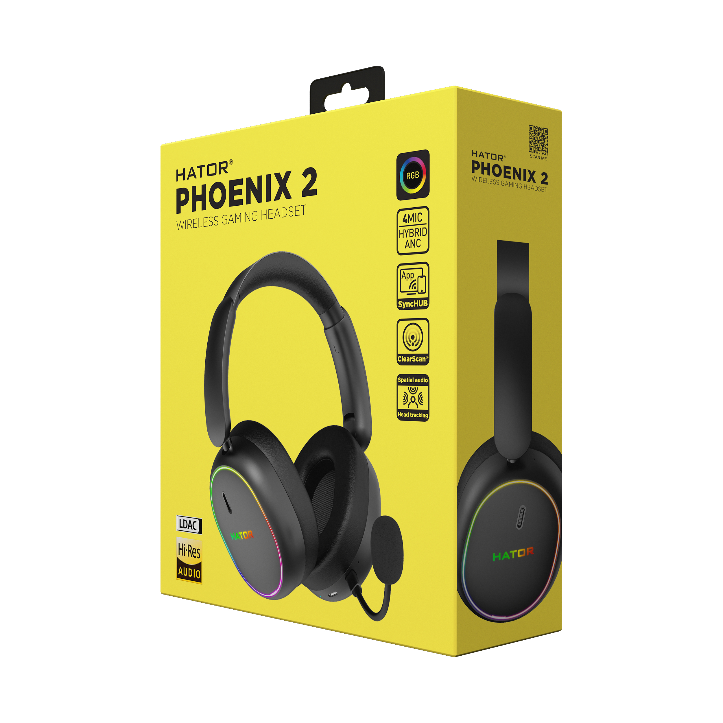 HATOR Phoenix 2 Wireless Headset Wired & Wireless Head-band Gaming USB Type-C / USB Type-A Bluetooth Black