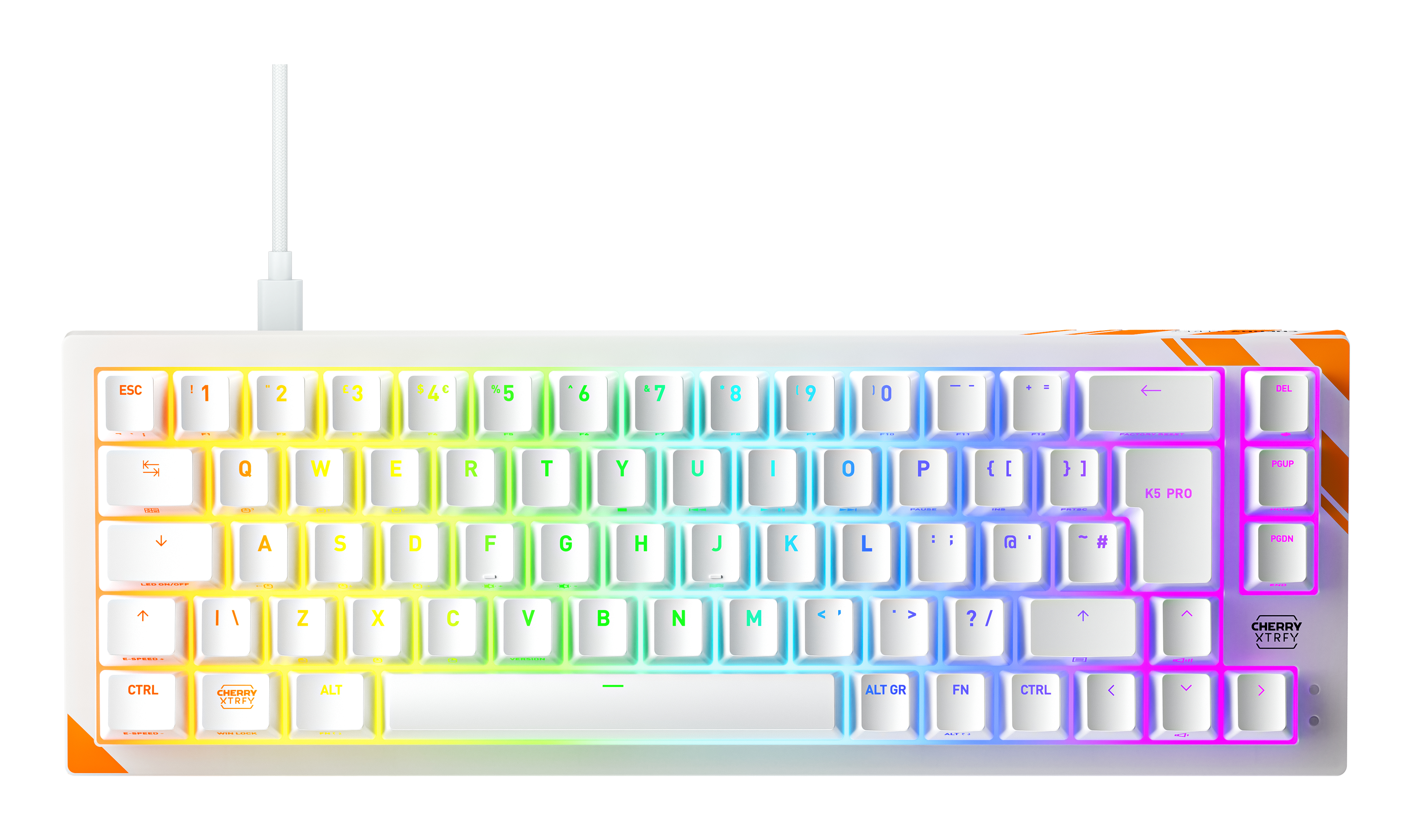 CHERRY K5 PRO TMR COMPACT tastiera Gaming USB QWERTY Inglese UK Arancione, Bianco