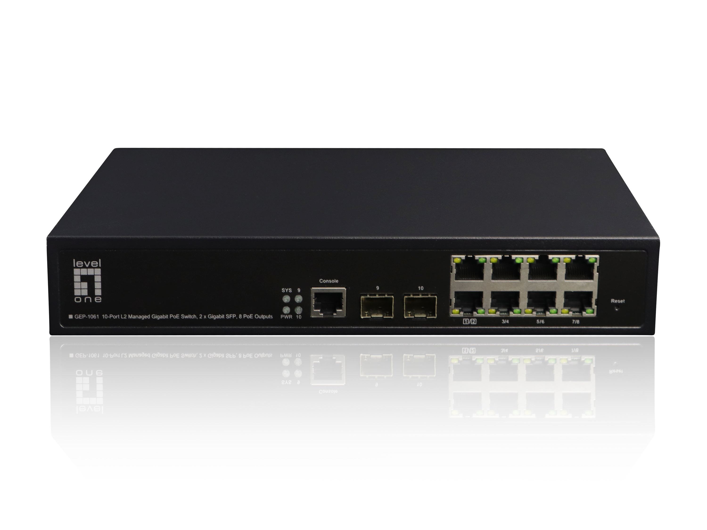 LevelOne GEP-1061 network switch Managed L2 Gigabit Ethernet (10/100/1000) Power over Ethernet (PoE) Black