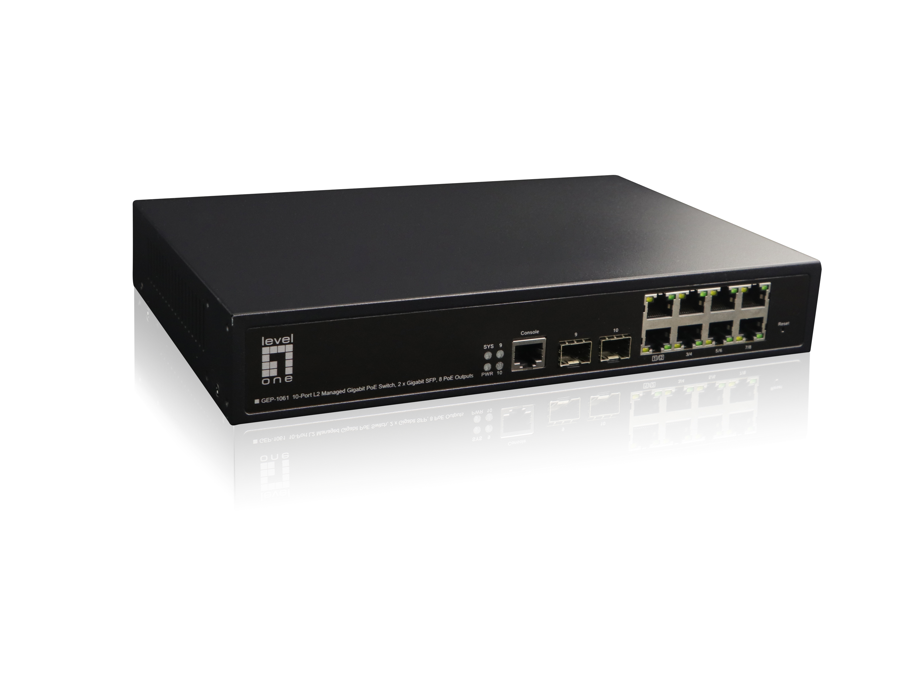 LevelOne GEP-1061 network switch Managed L2 Gigabit Ethernet (10/100/1000) Power over Ethernet (PoE) Black