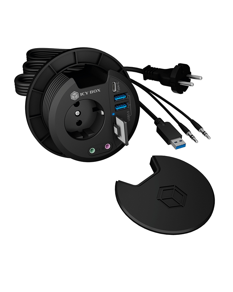 ICY BOX IB-HUB1430-CR prise de courant Noir