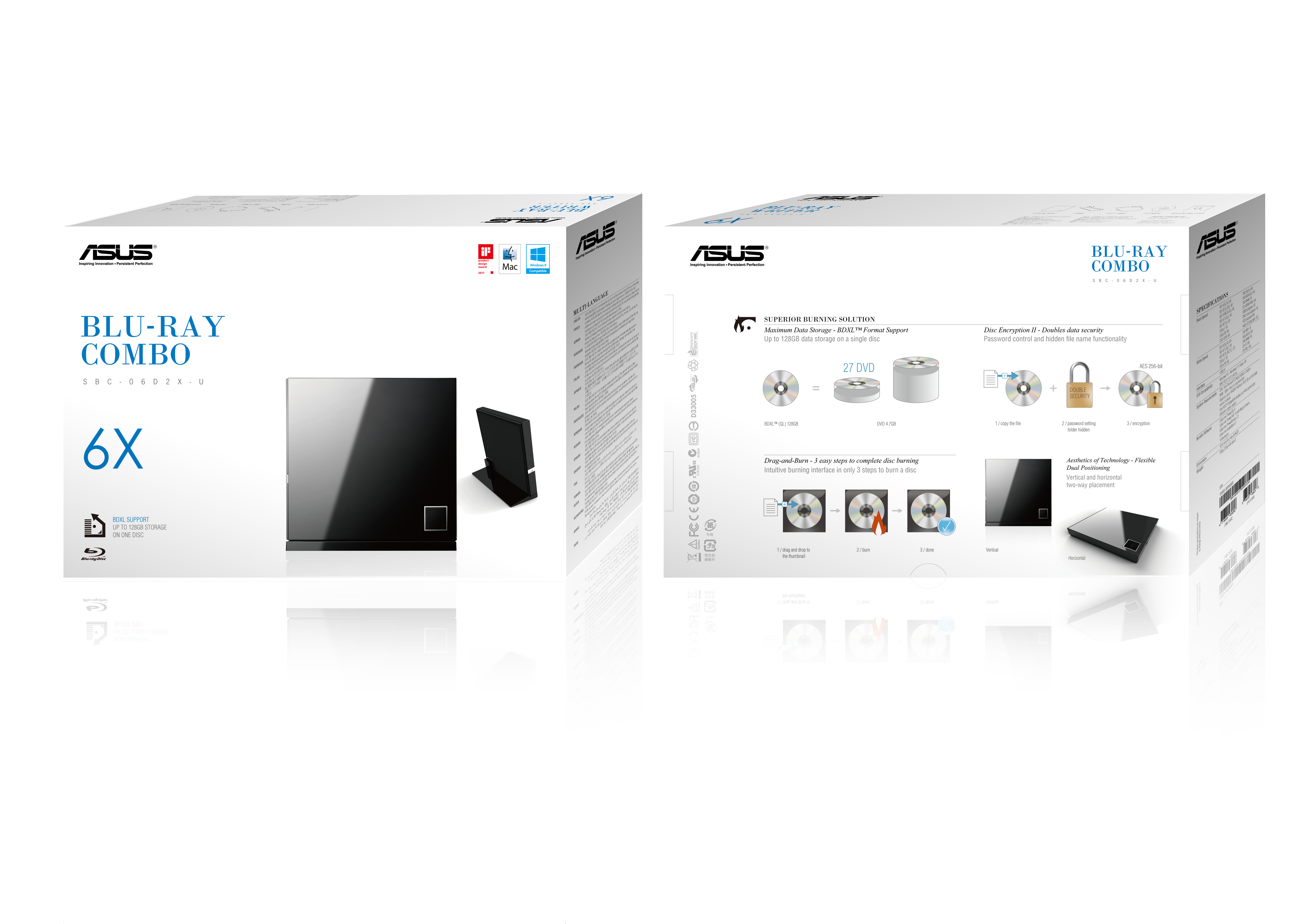 ASUS SBC-06D2X-U - Laufwerk - DVDRW (R DL) / DVD-RAM / BD-ROM